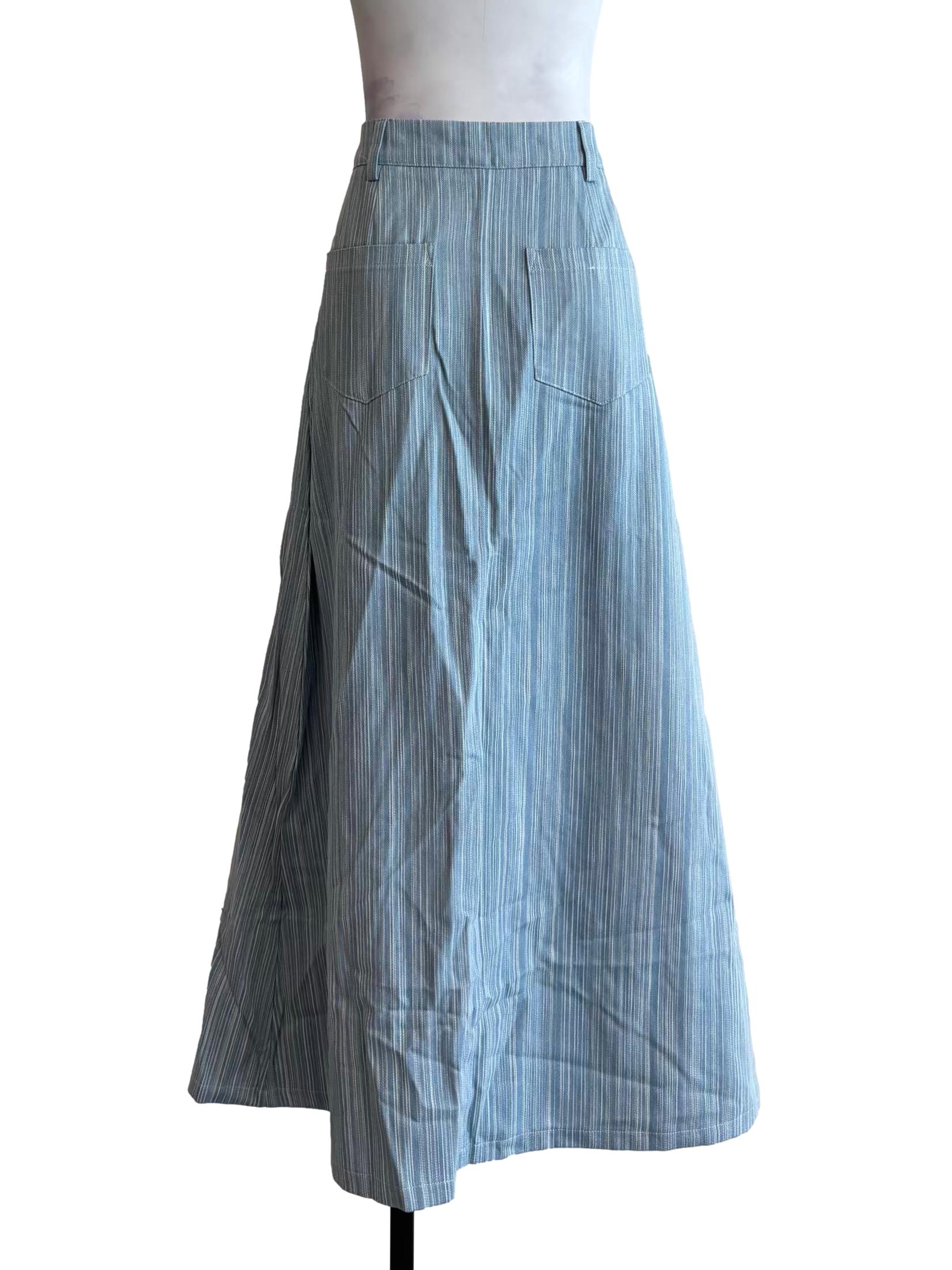 Sapphire Blue Front Slit Skirt