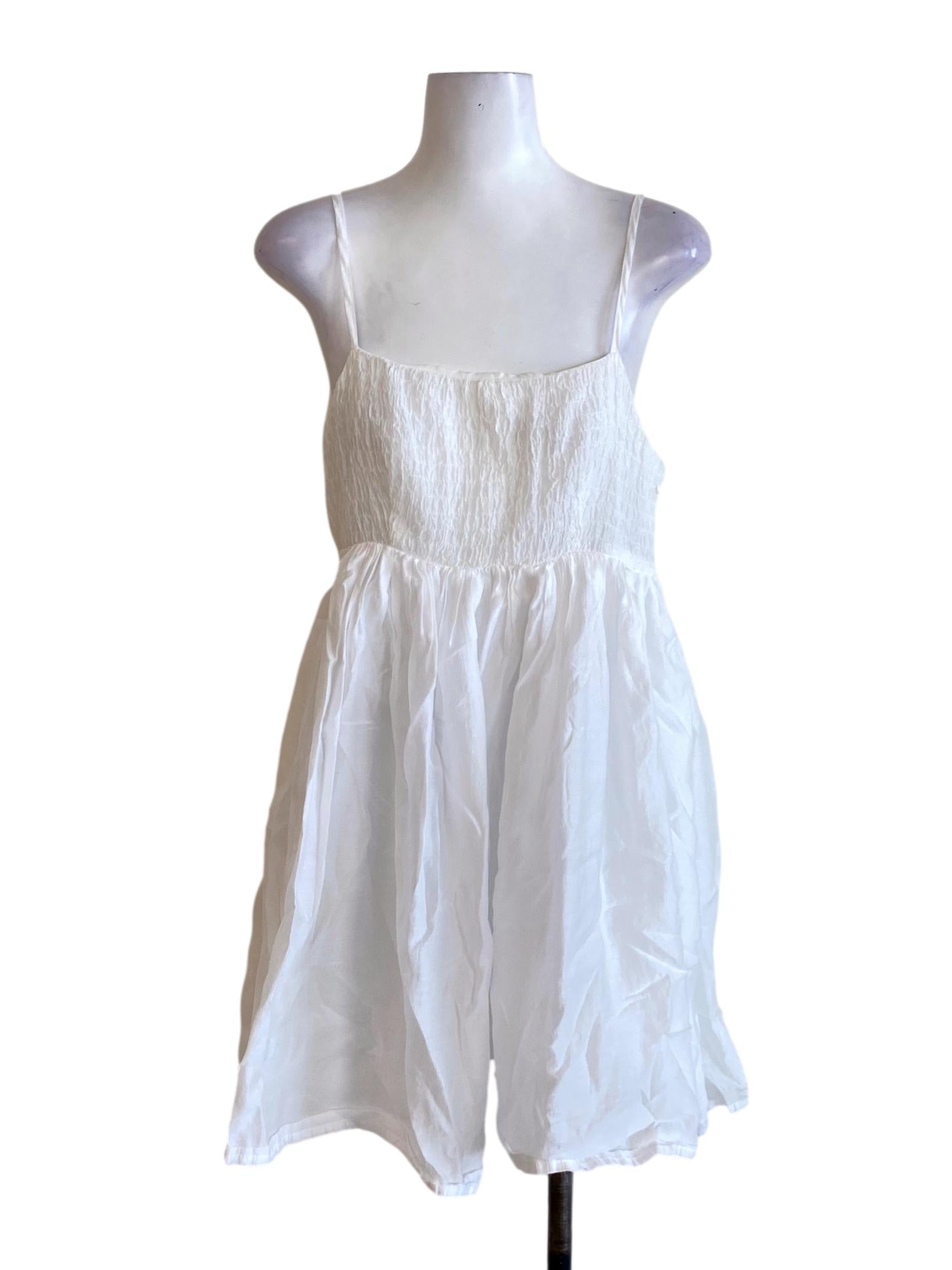 Soft White Spaghetti Strap A-Line Dress