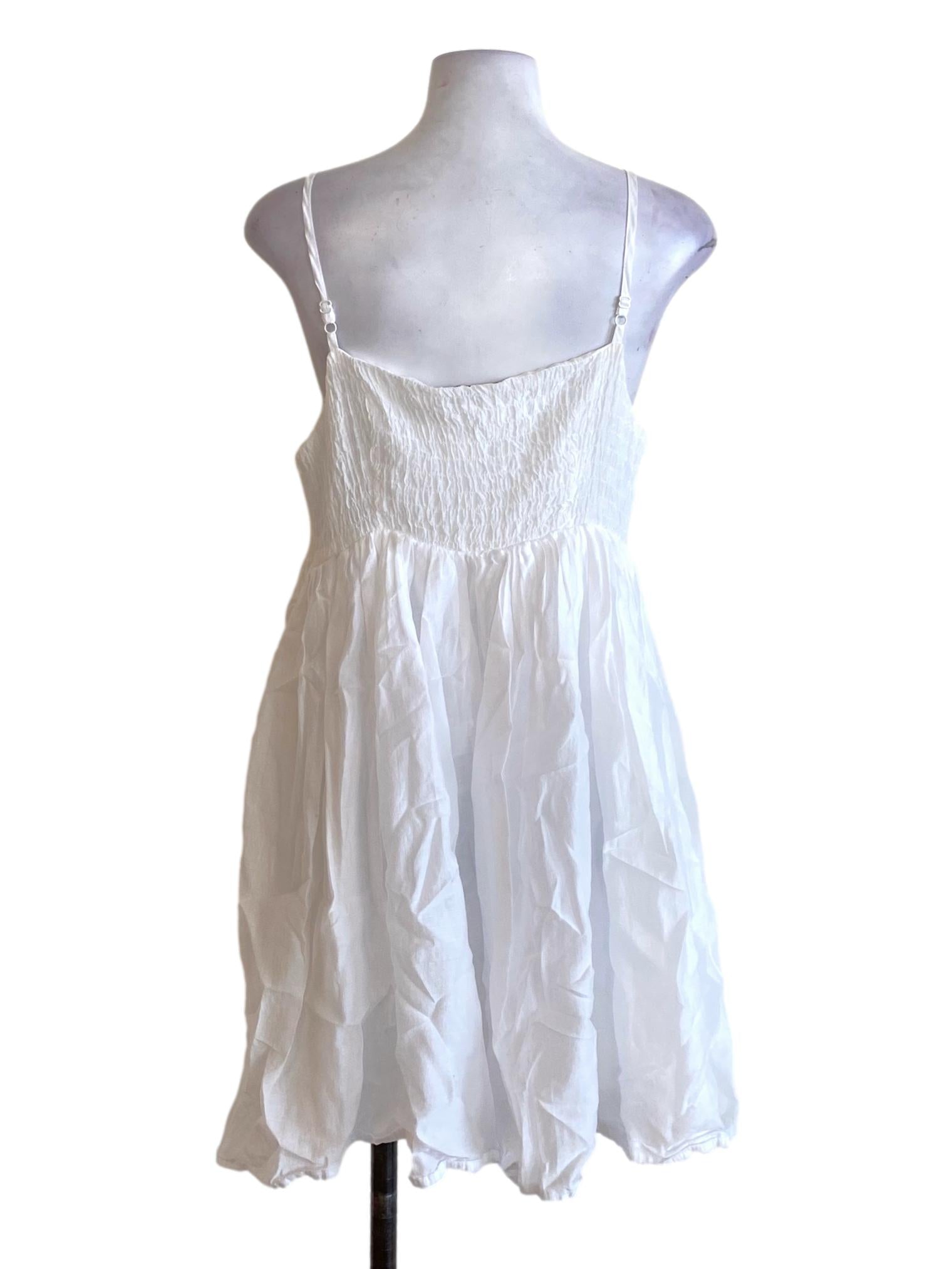 Soft White Spaghetti Strap A-Line Dress