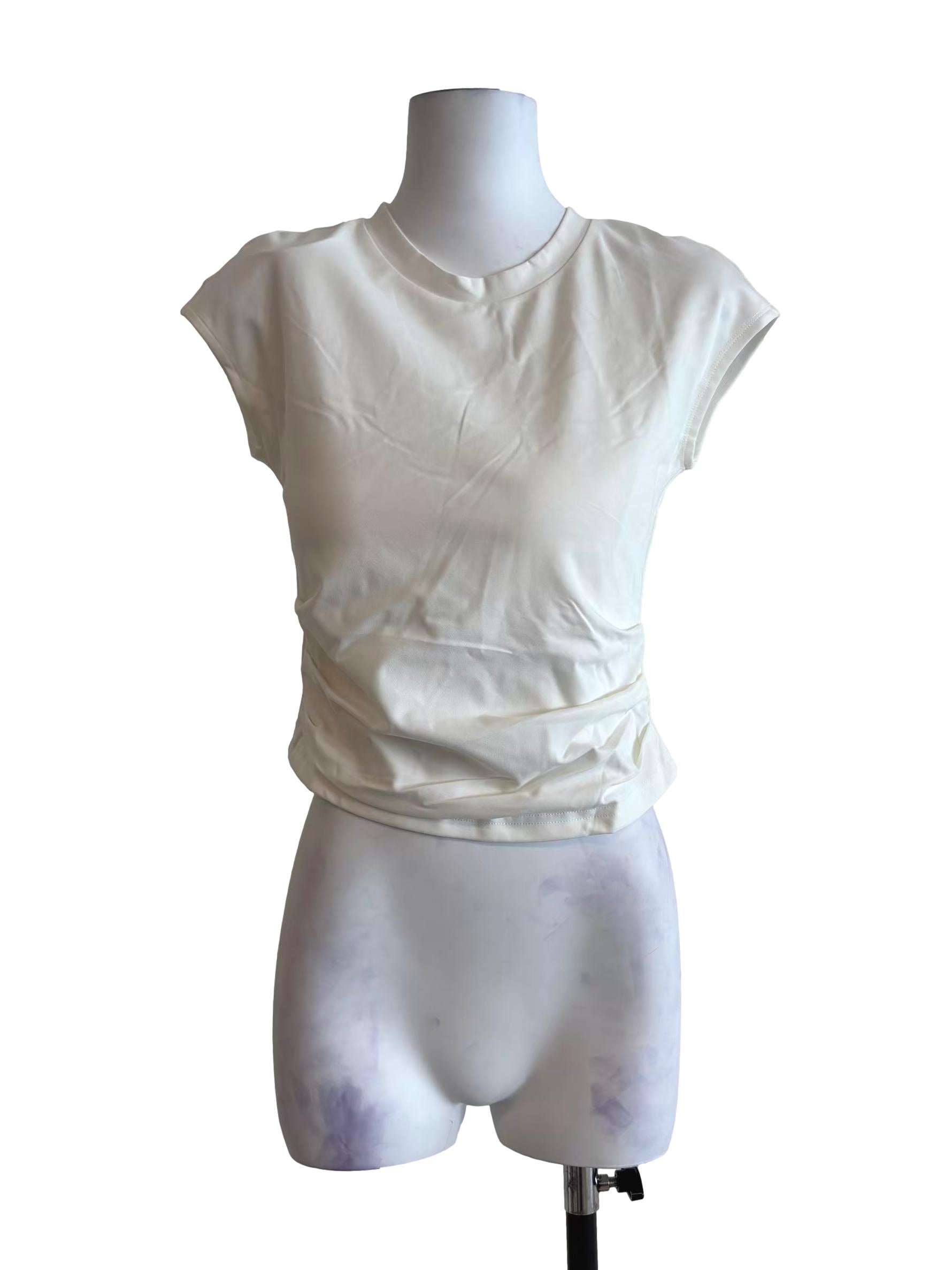 Off White Ruched Tank Top