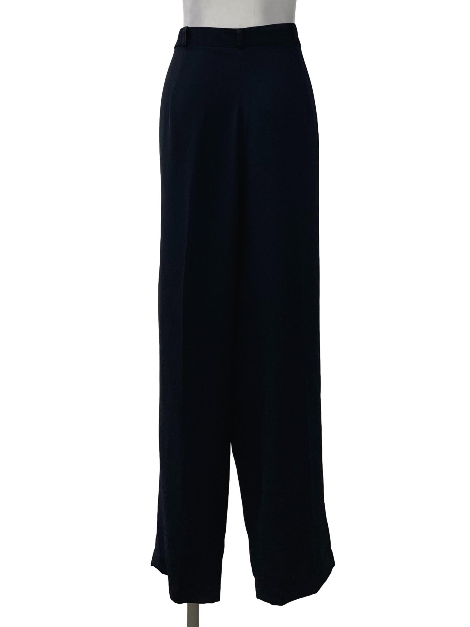 Navy Button High Waisted Pants