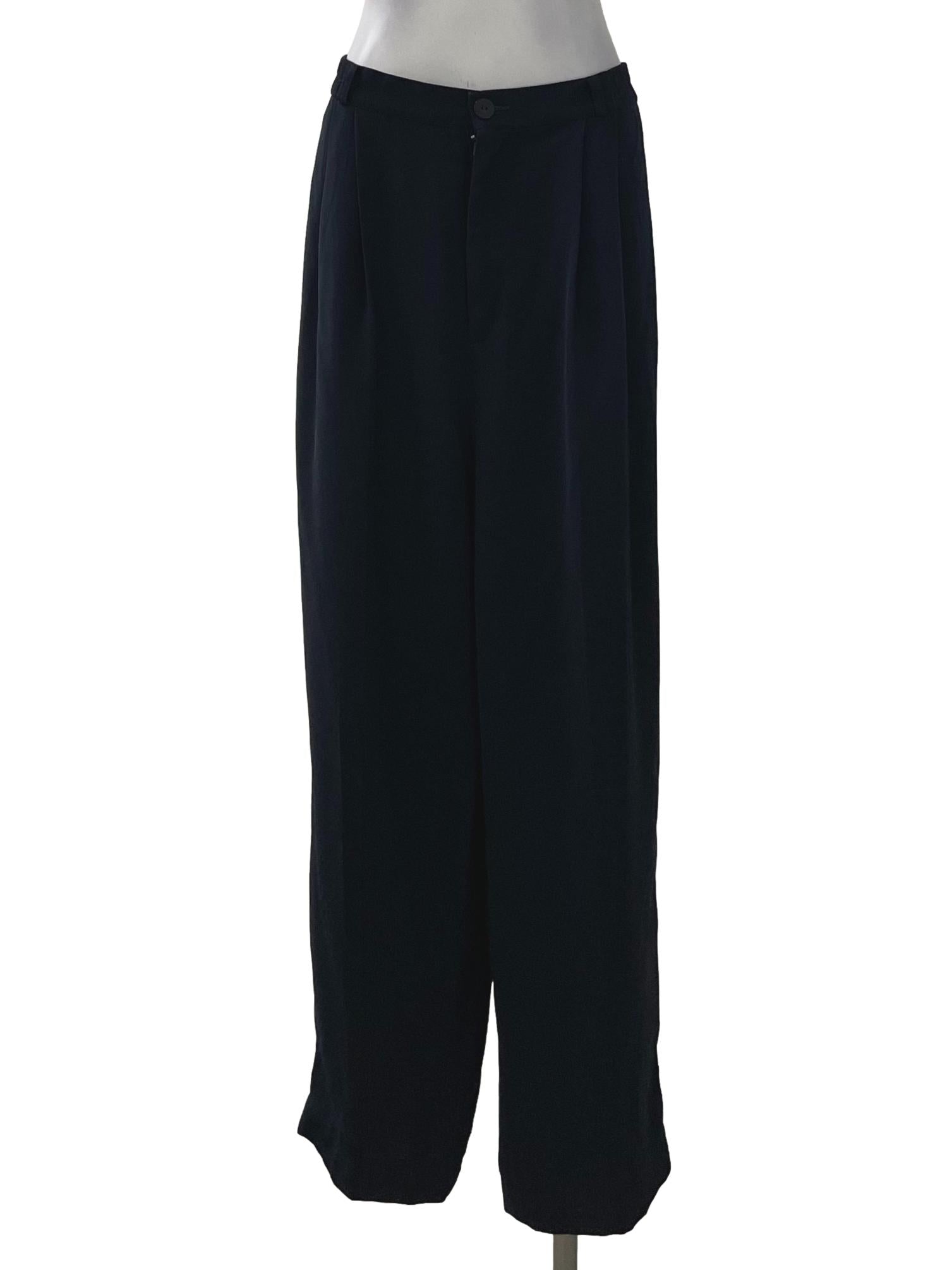 Navy Button High Waisted Pants