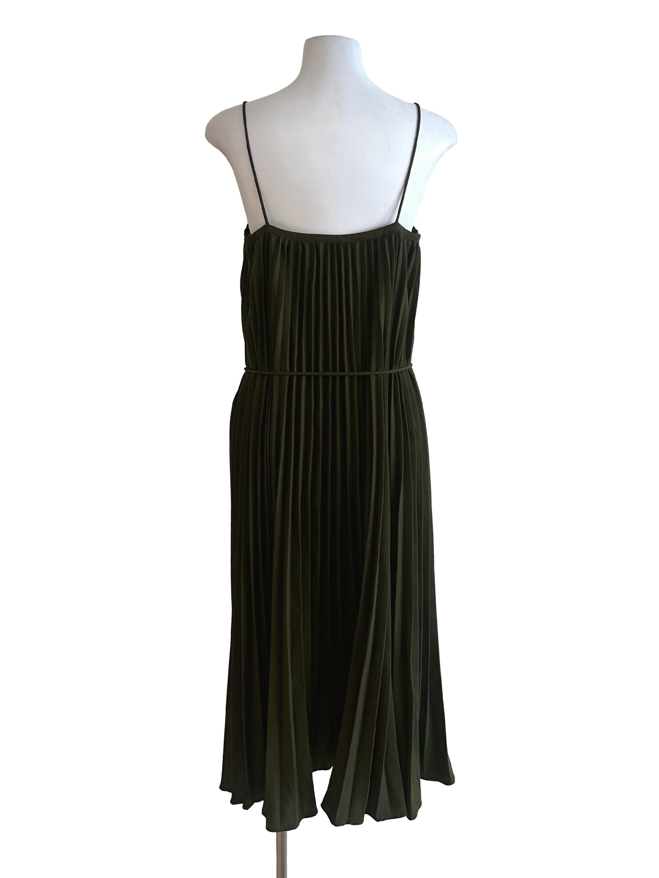 Moss Green Pleated Dress LB