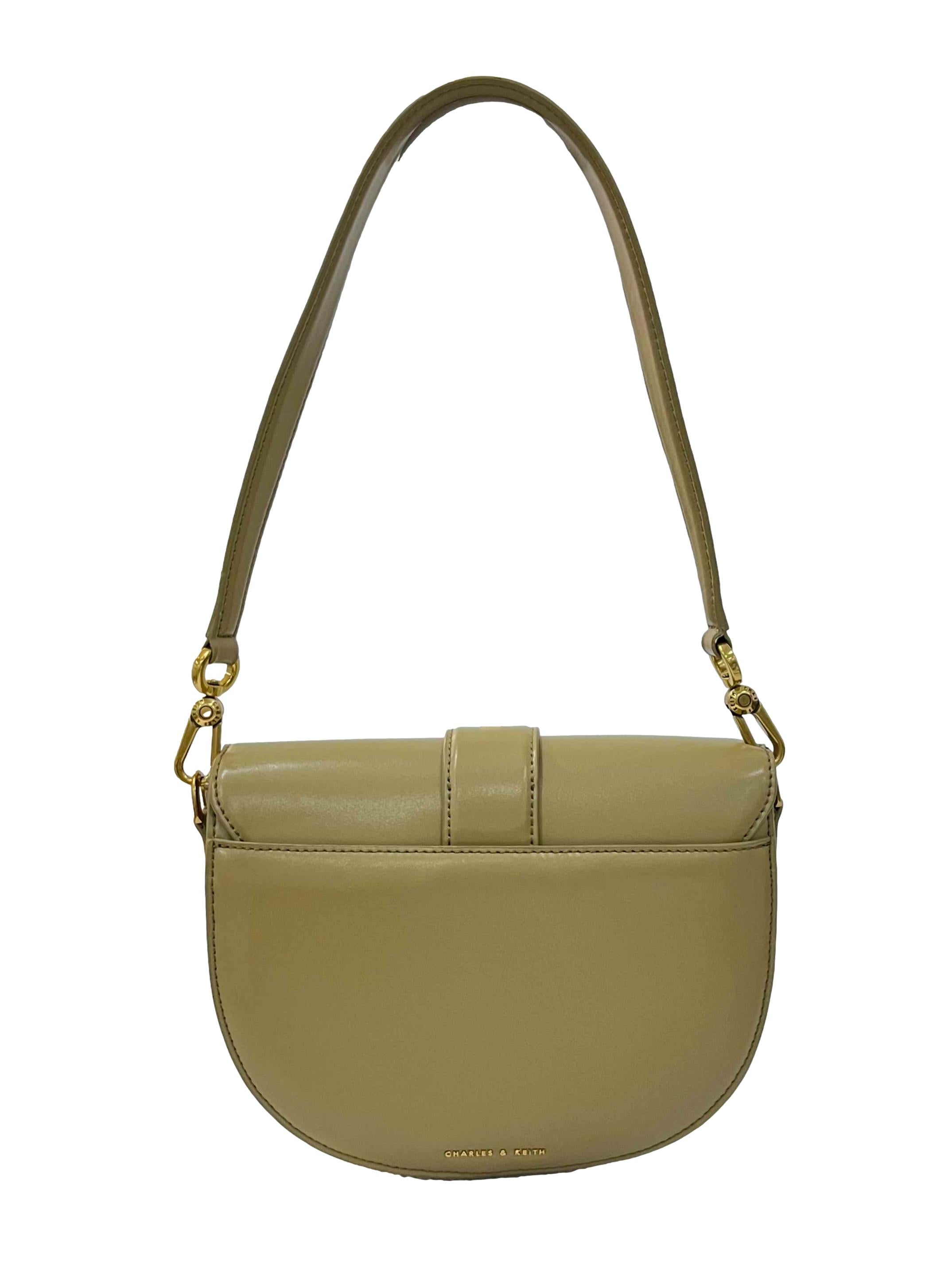Taupe Faux Leather Gabine Shoulder Bag