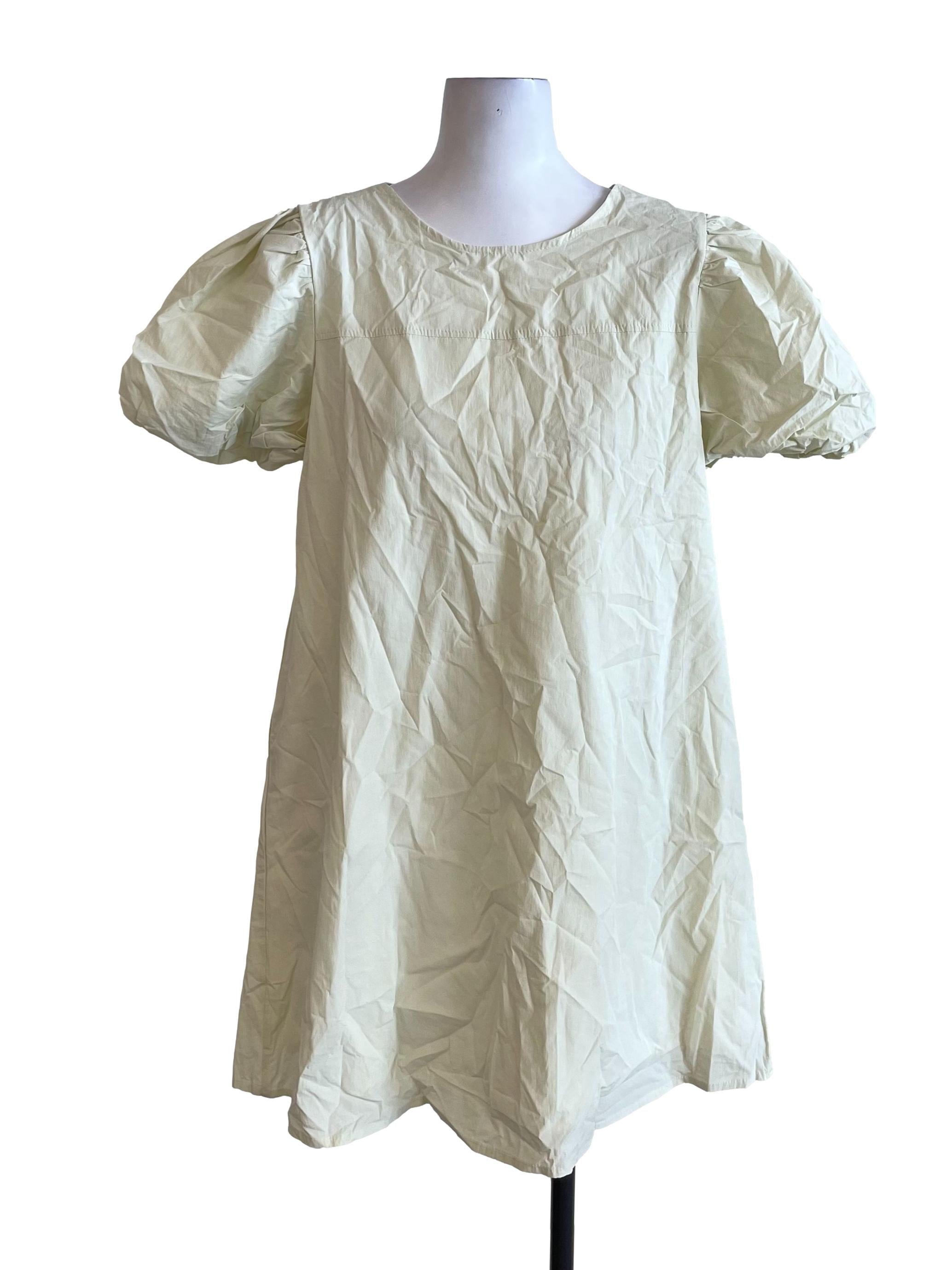 Pale Green Bubble Sleeves Dress