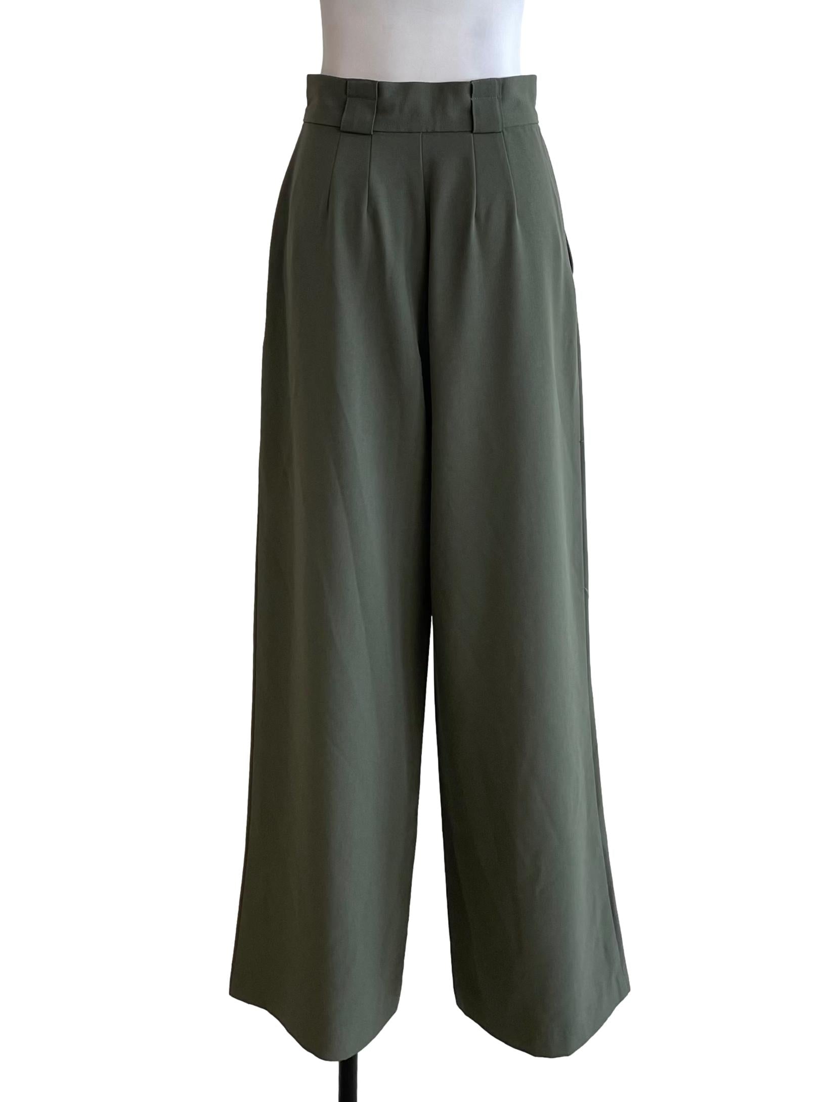 Dusty Green Pegged Wide Leg Pants LB
