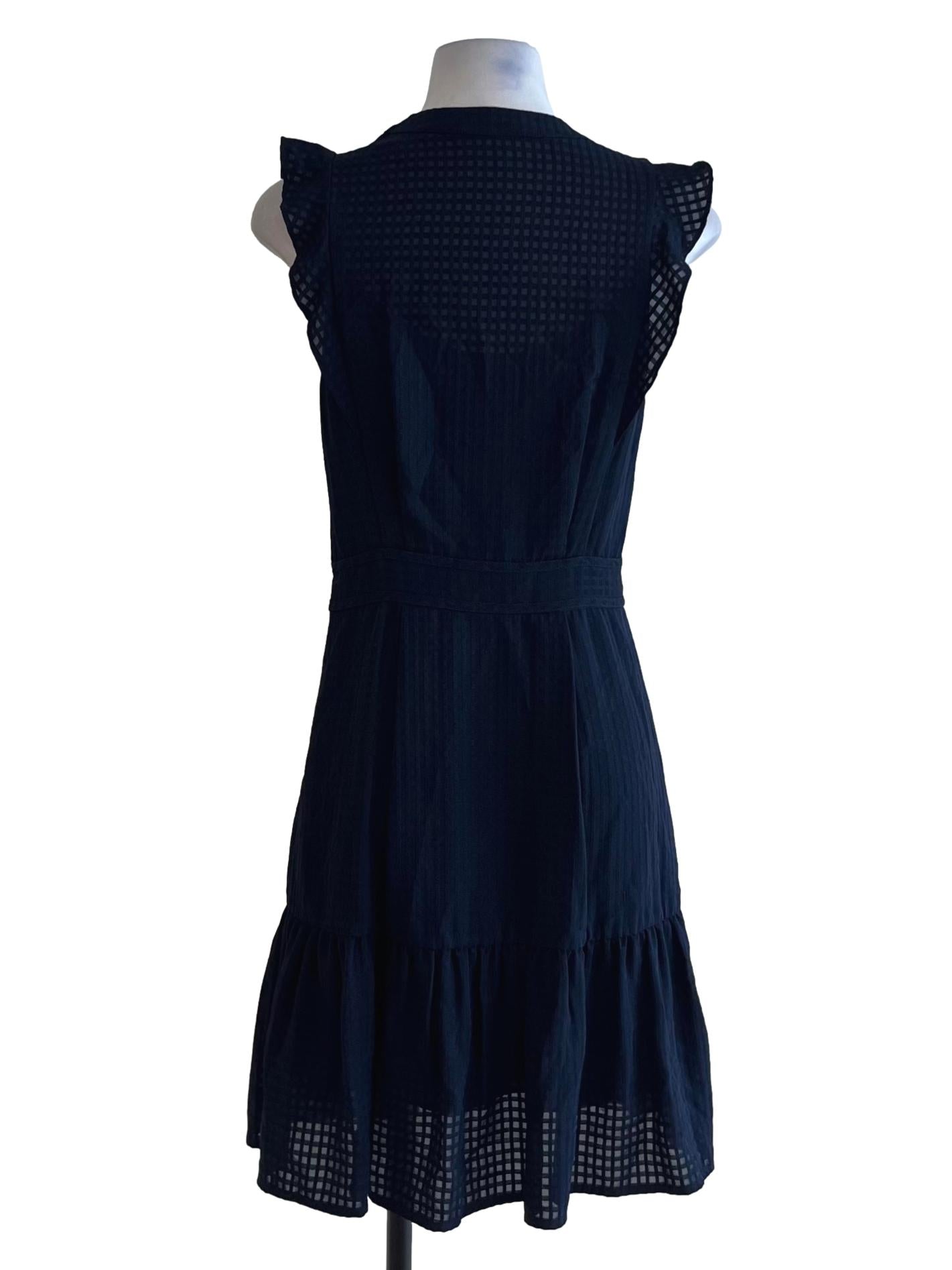 Navy Blue Jewel Neckline A-Line Dress