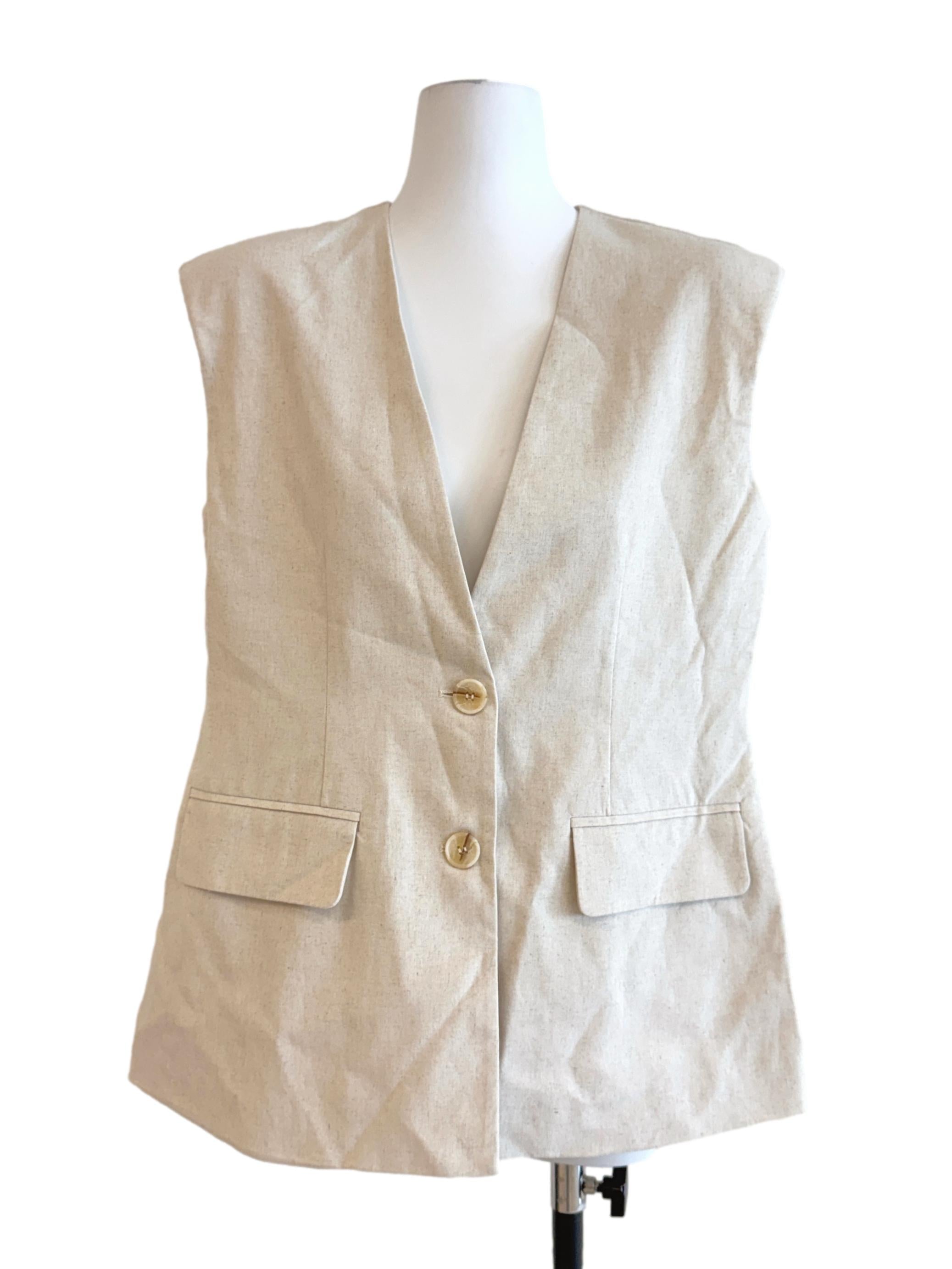 Parchment Button Tailored Vest LB