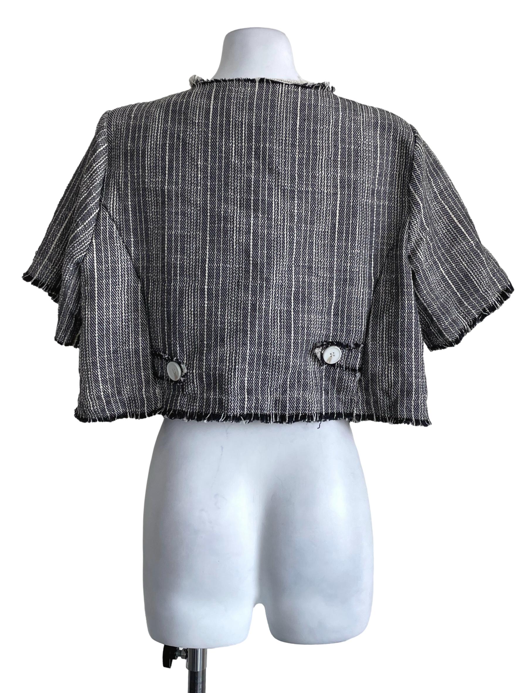 Black And White Tweed Crop Jacket