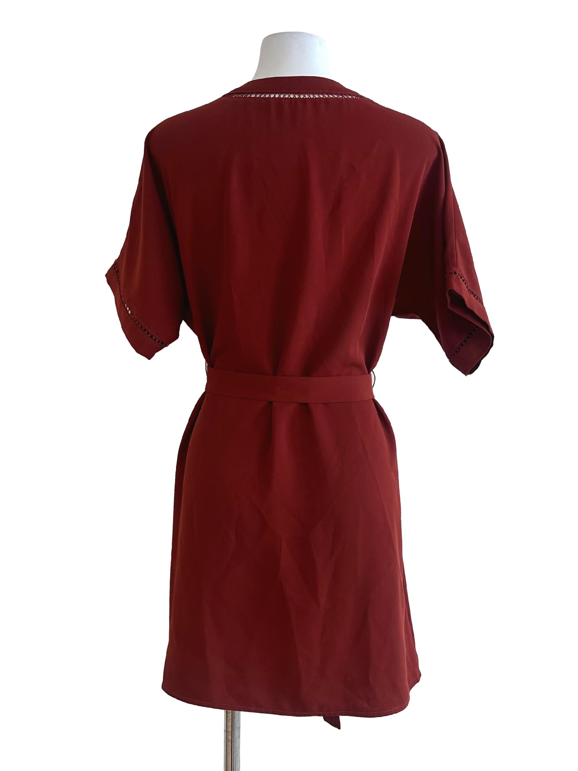 Brick Red V Neck Strap Dress LB