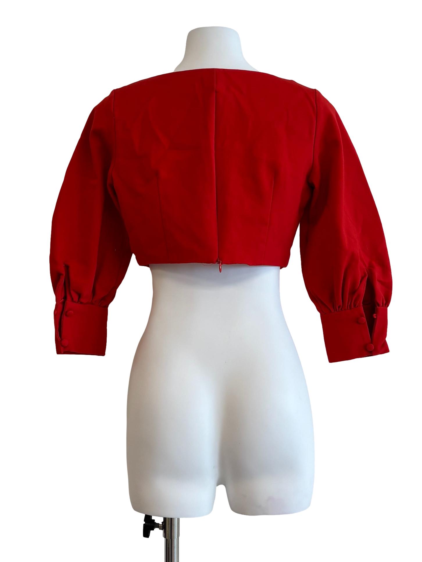 Vermillion Red Square Neck Crop Top