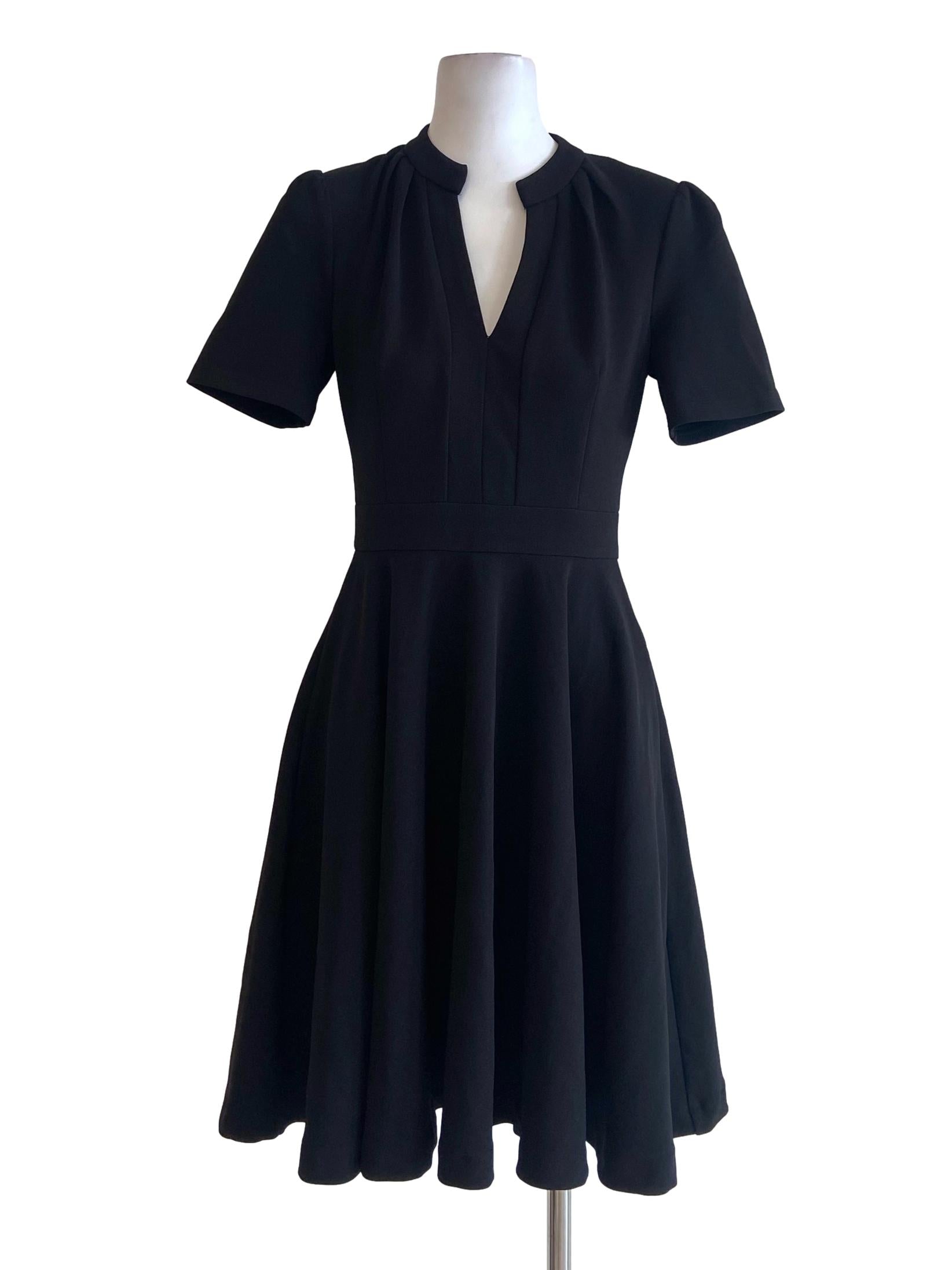 Black Juliet Sleeve V Neck  Full Circle Dress