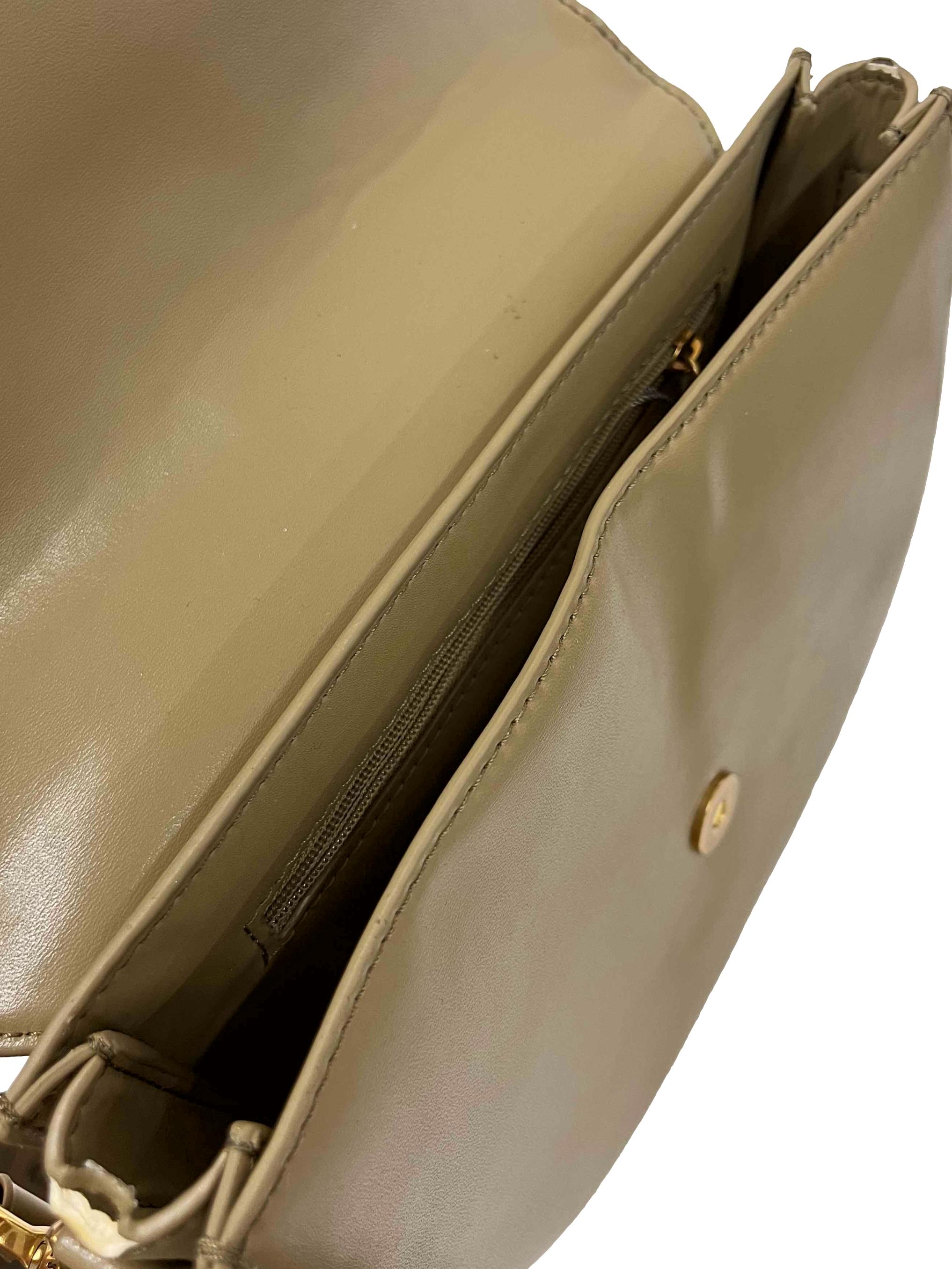 Taupe Faux Leather Gabine Shoulder Bag