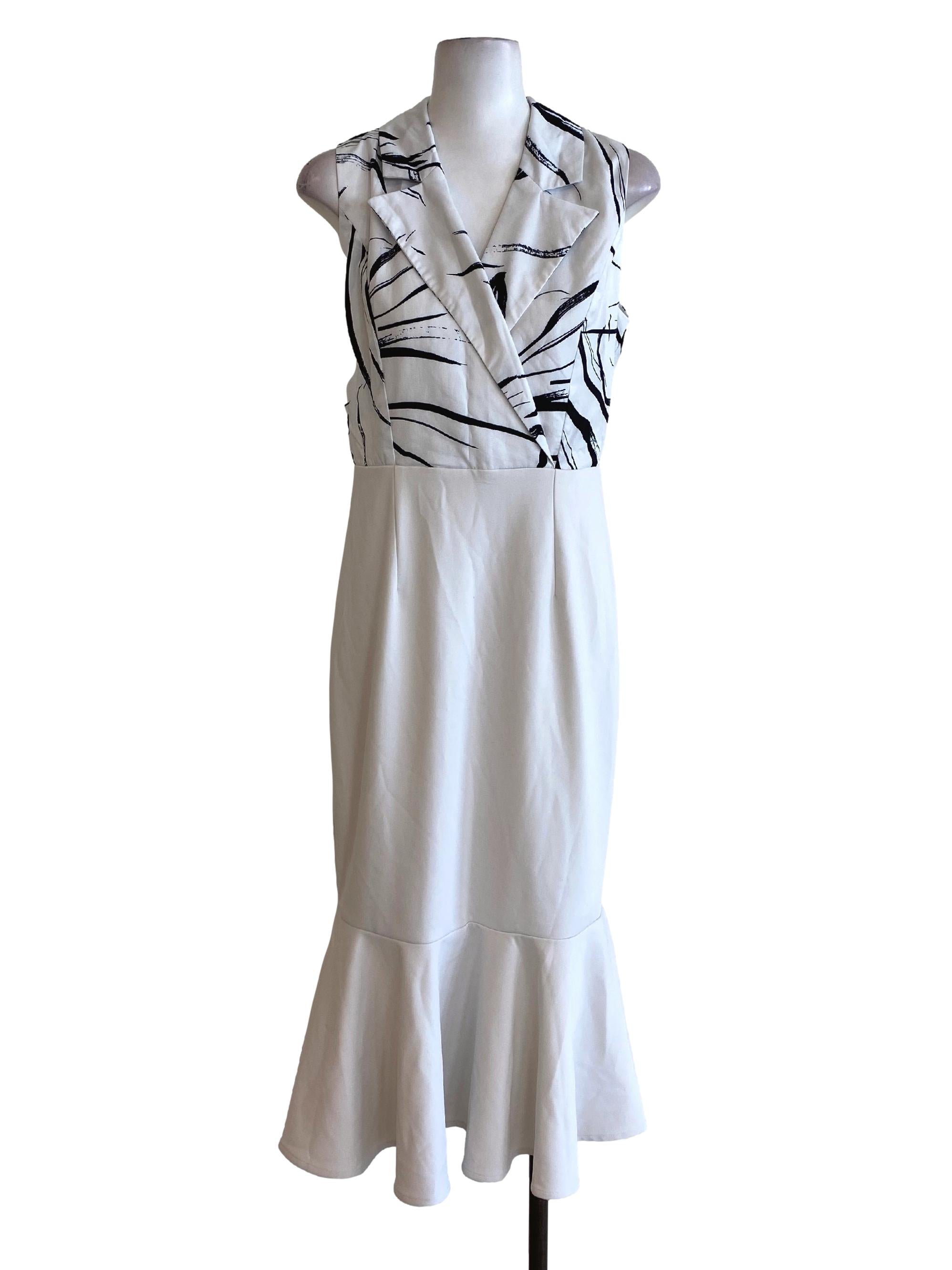 White Half Abstract Tunic Dress