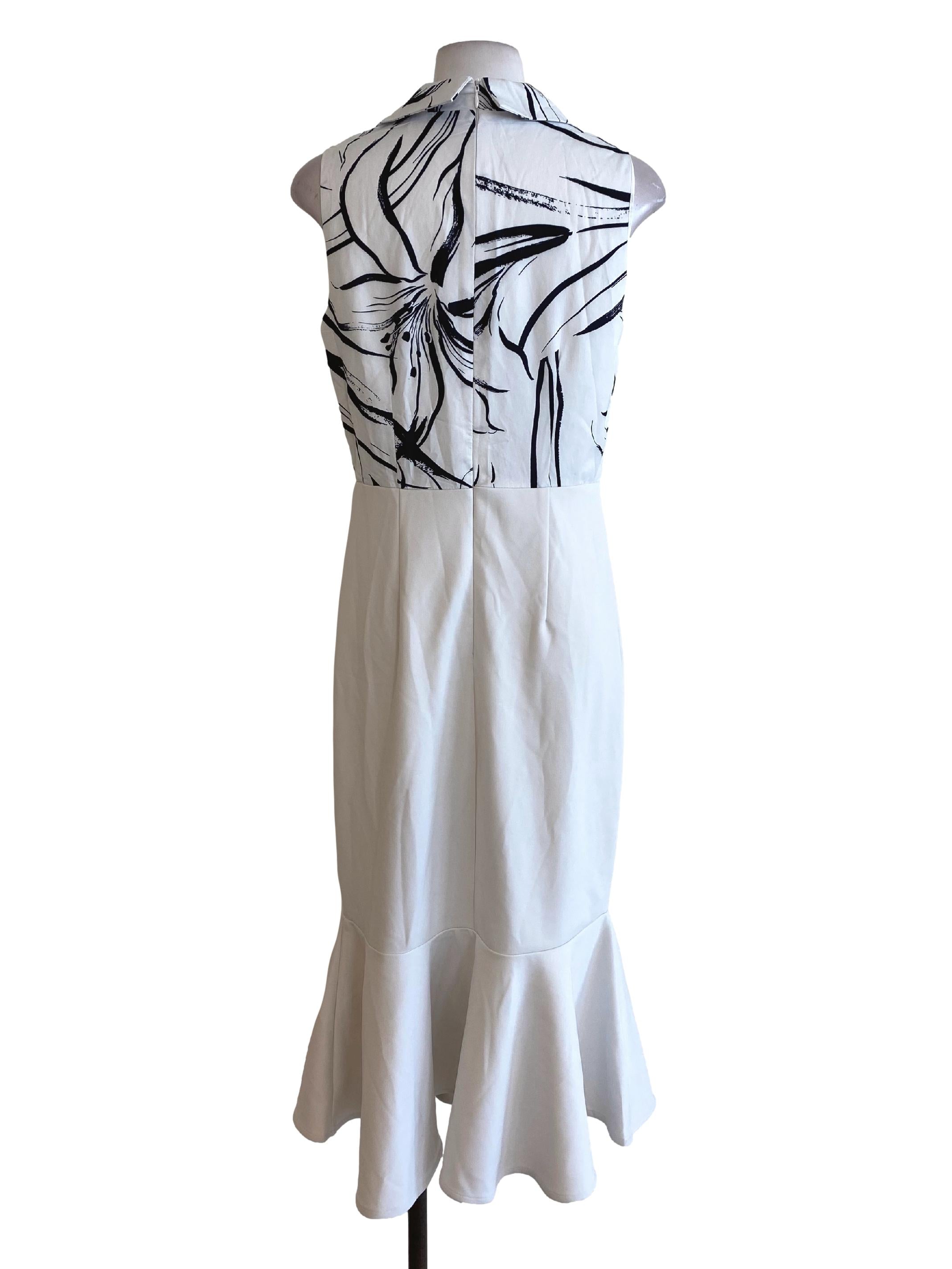 White Half Abstract Tunic Dress