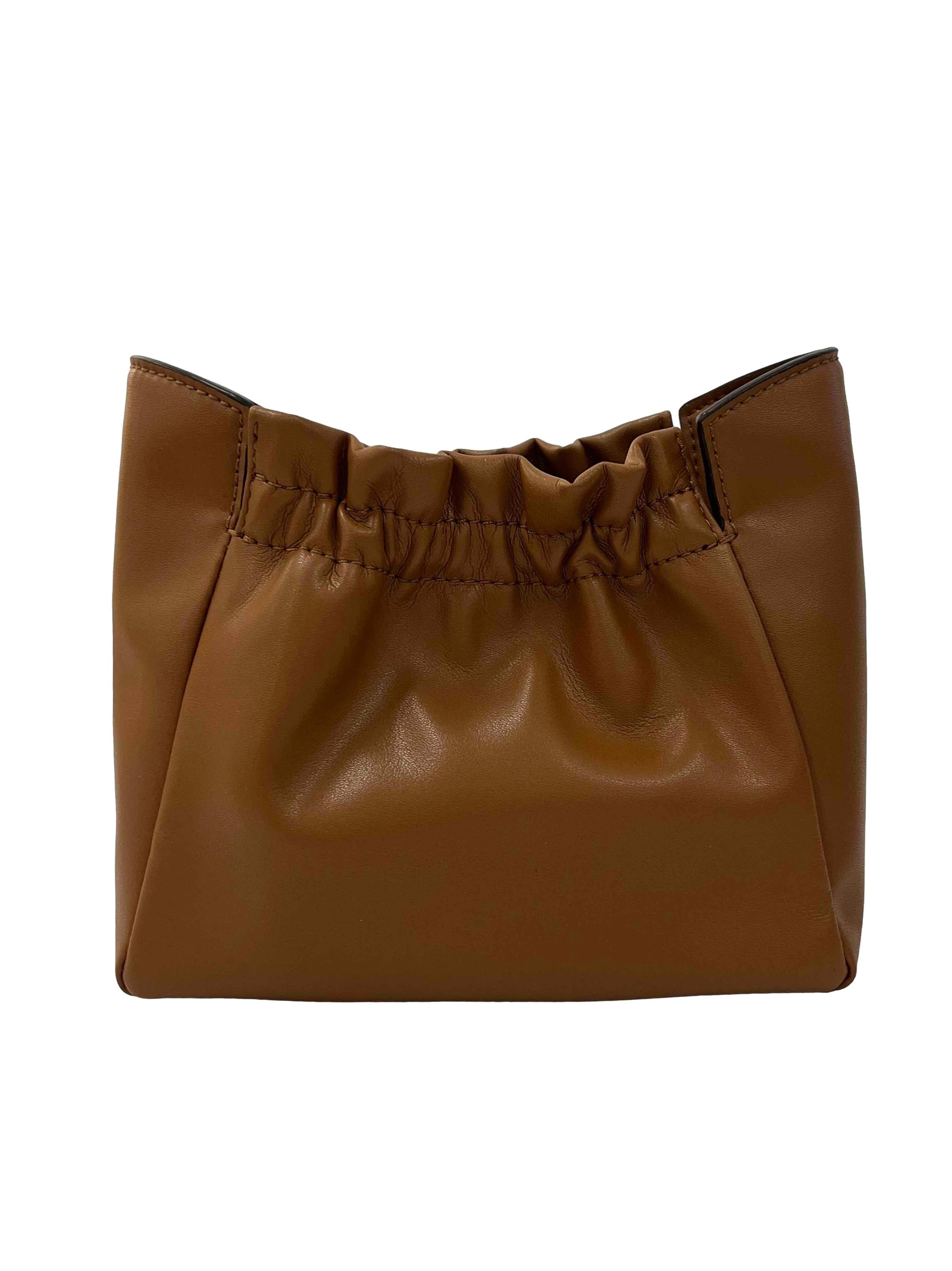 Brown Brigette Riched Chain-Handle Shoulder Bag