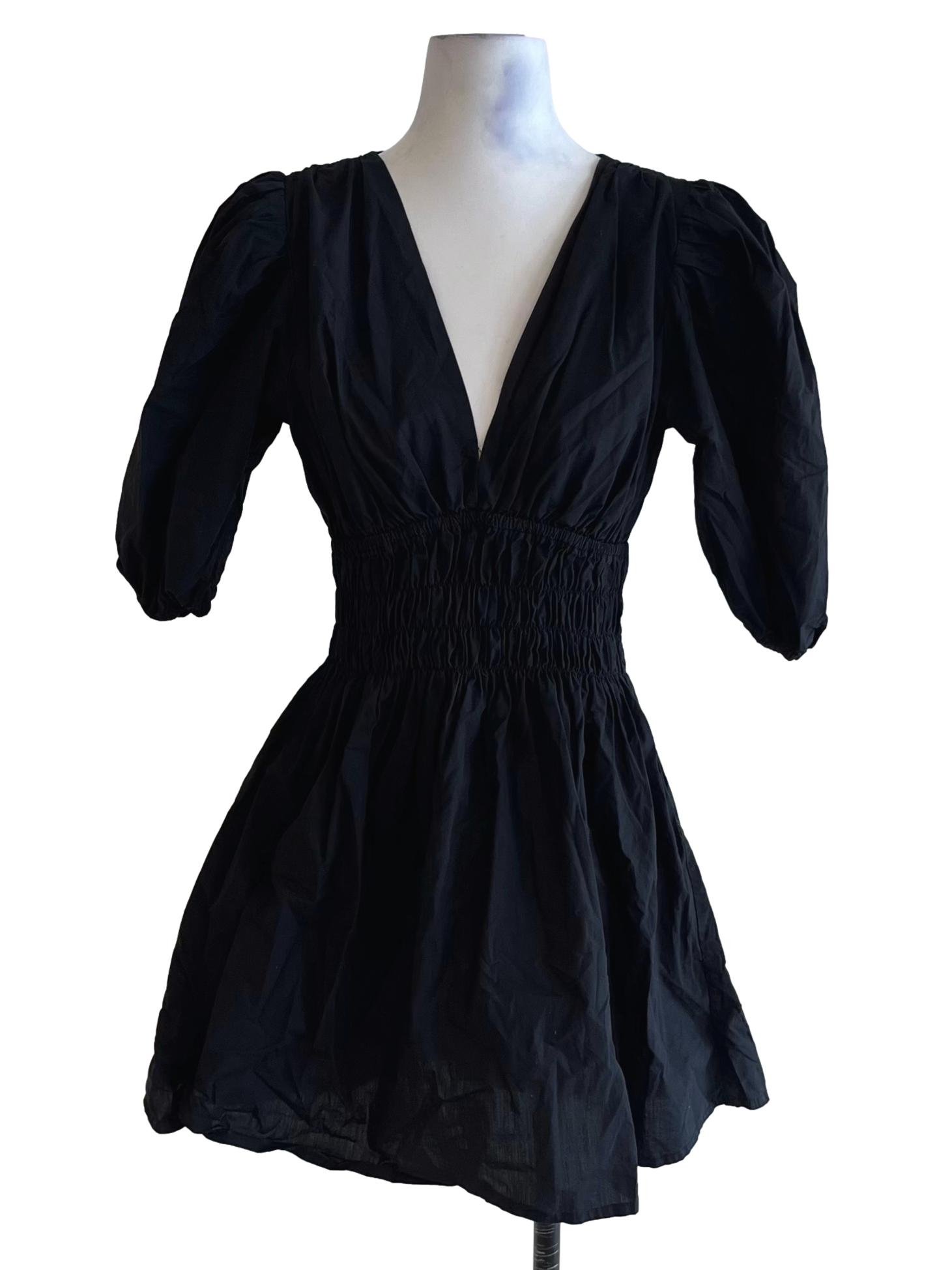 Black V-Neck Empire Dress