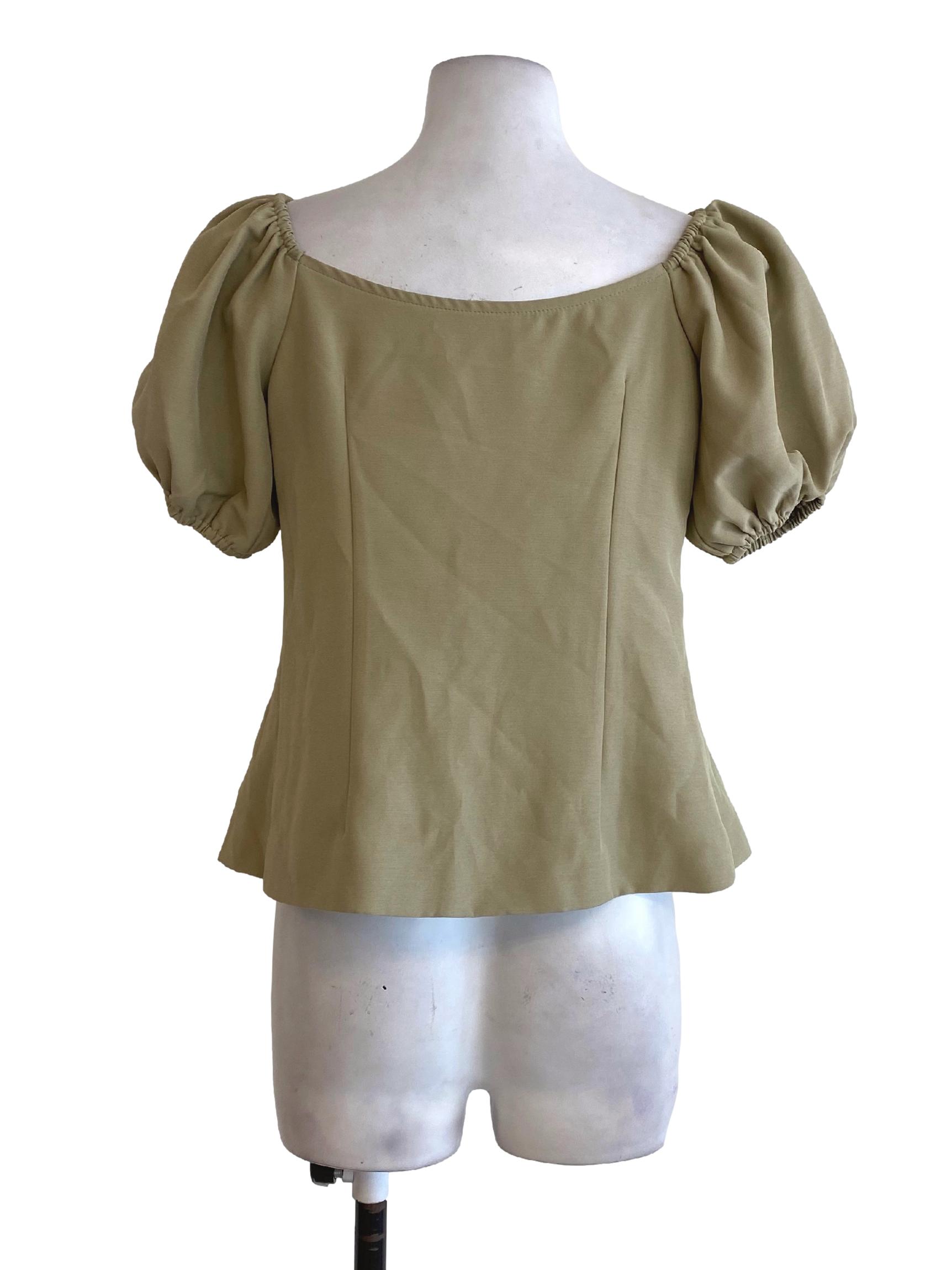Green Puffy Sleeve Top TWL