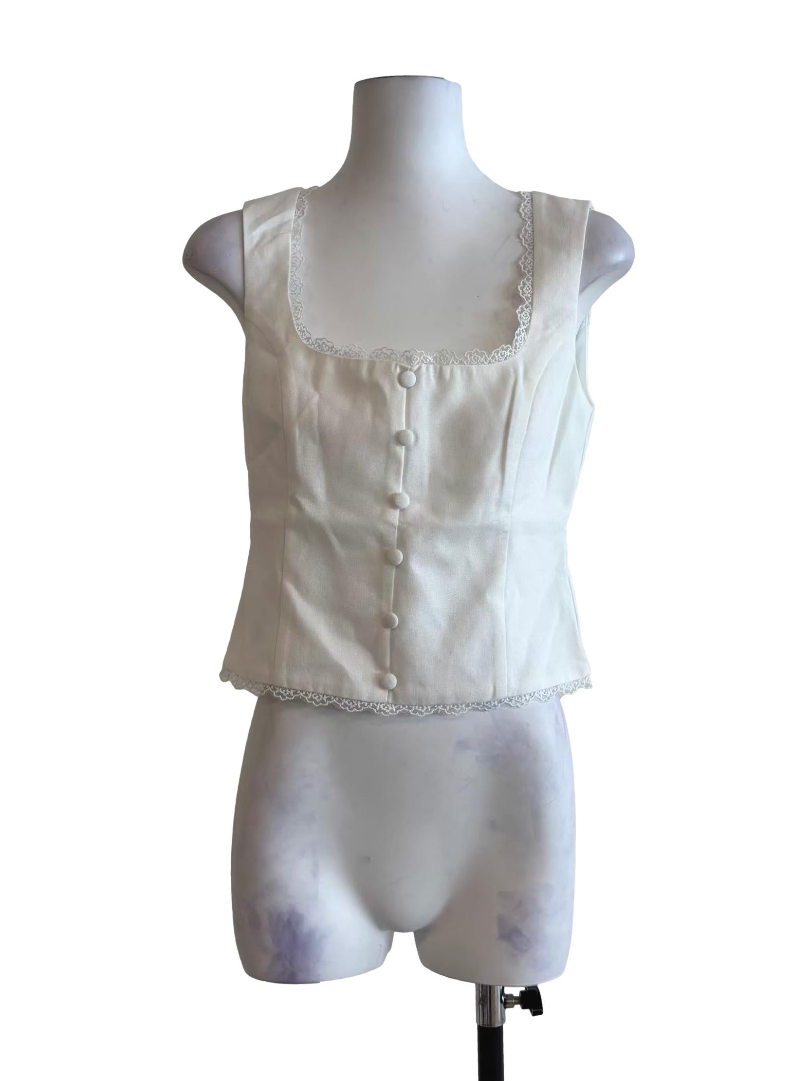 Powder White Lace Hem Top
