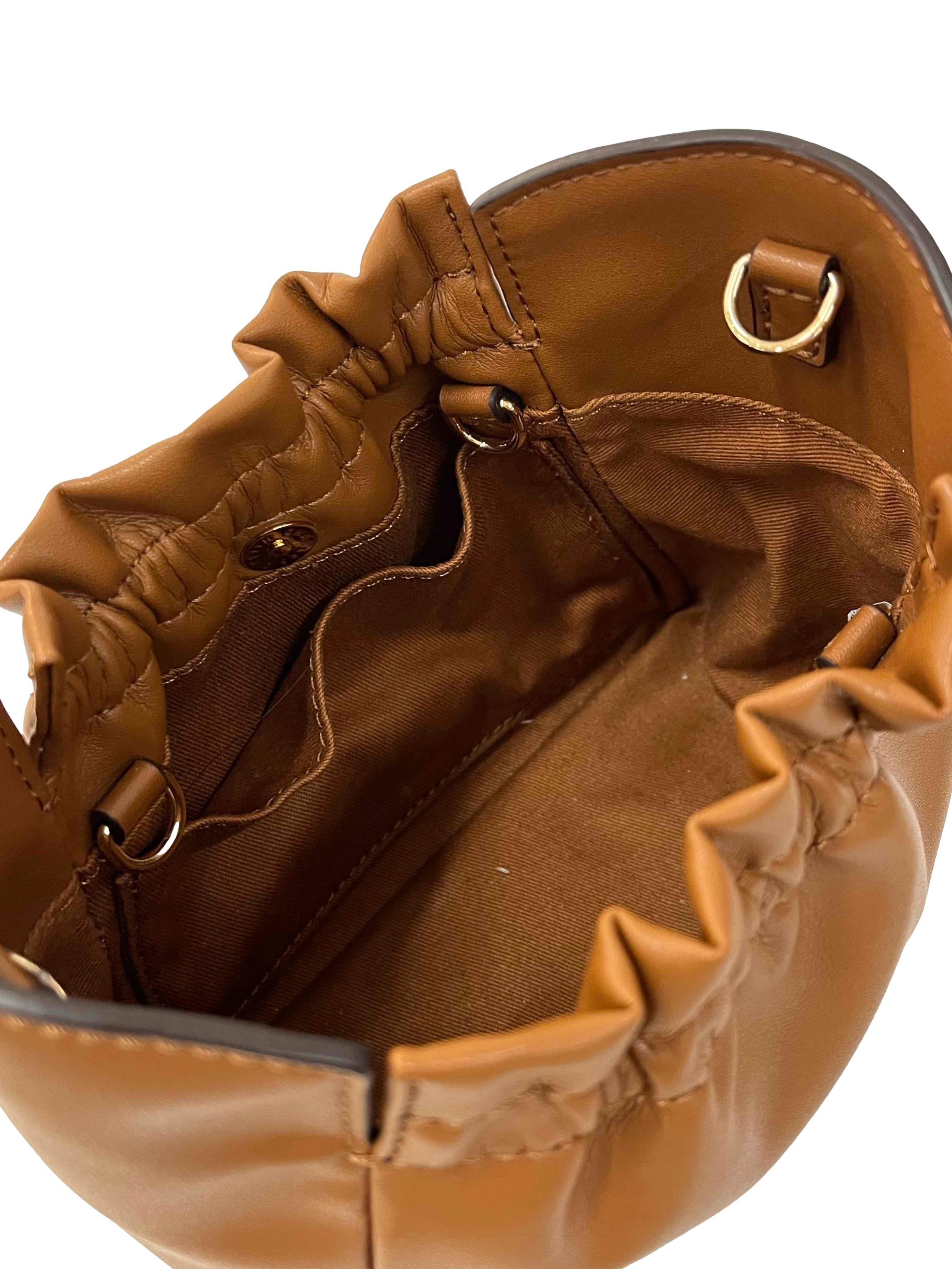 Brown Brigette Riched Chain-Handle Shoulder Bag