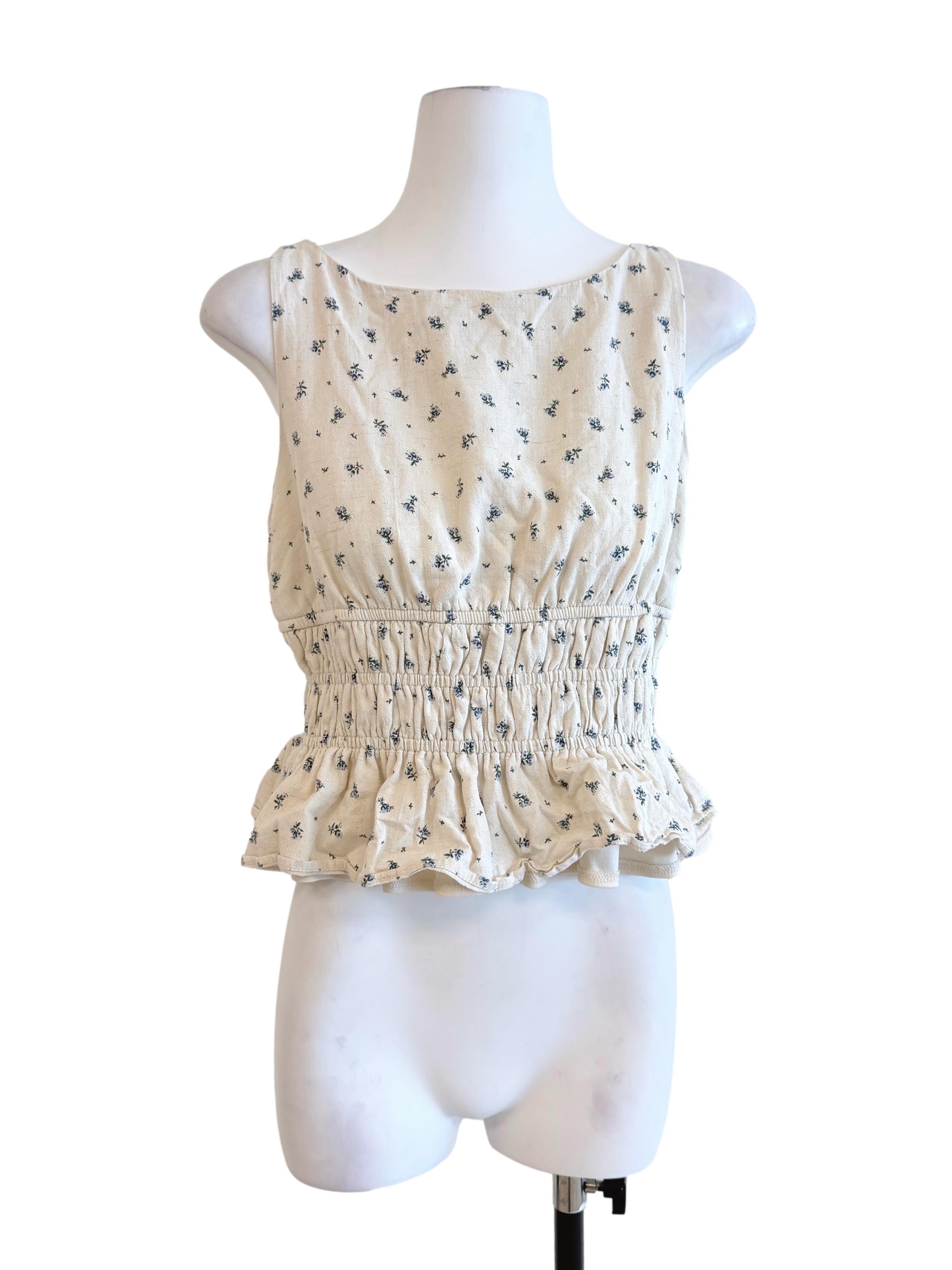 Cream Floral Peplum Top