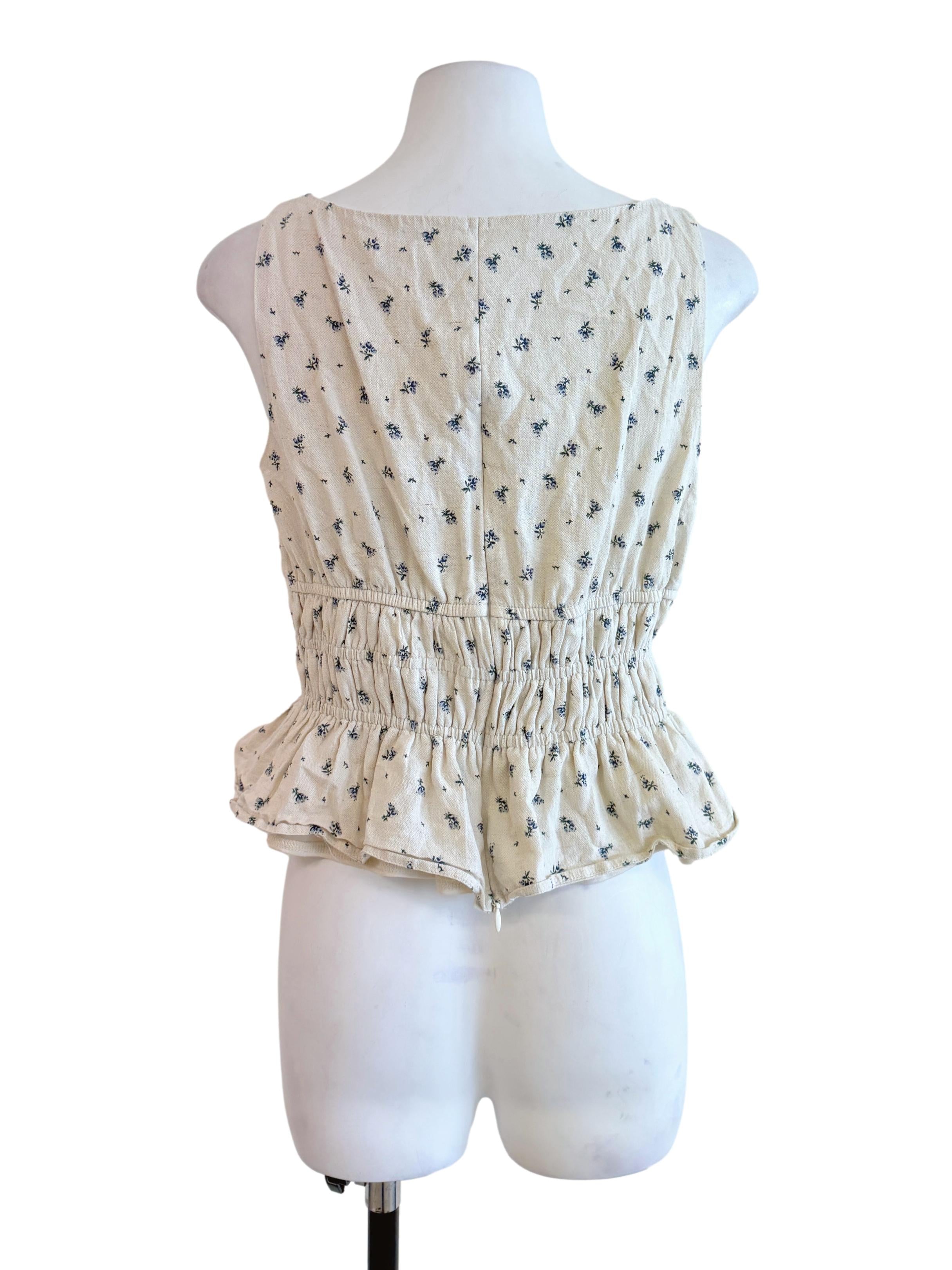 Cream Floral Peplum Top