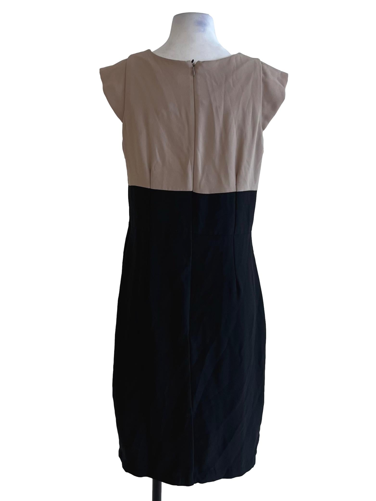 Beige Jewel Neckline A-Line Dress