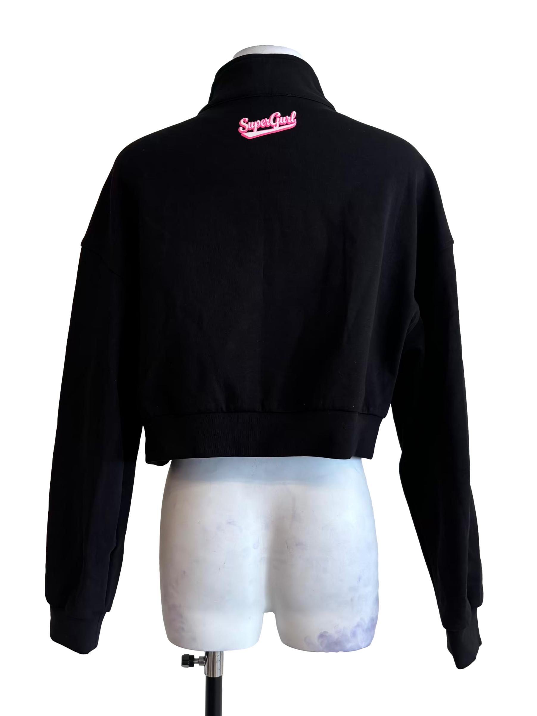 Jade Black Plain Zip Up Jacket