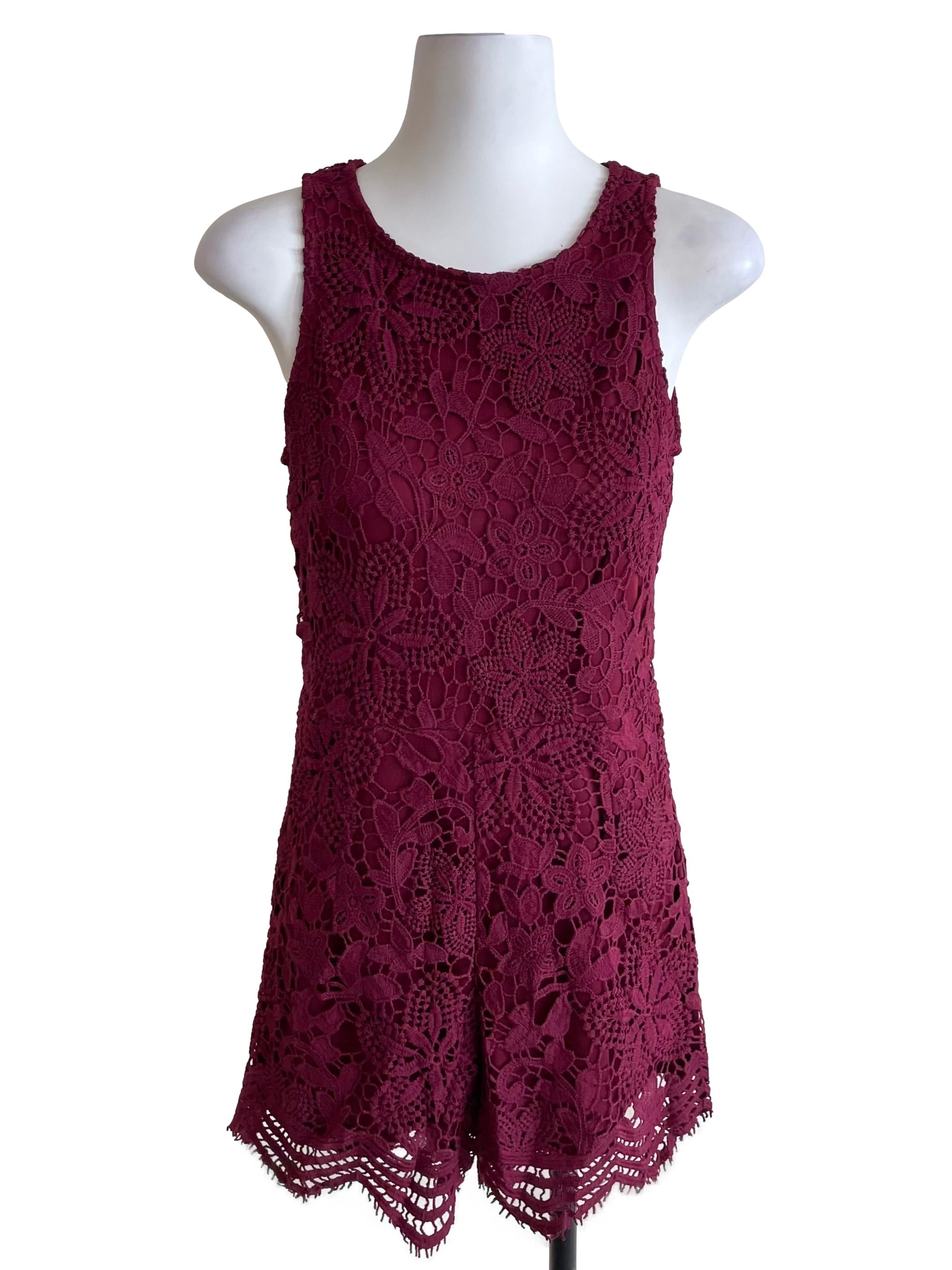 Jam Purple Embroidery Sleeveless Romper