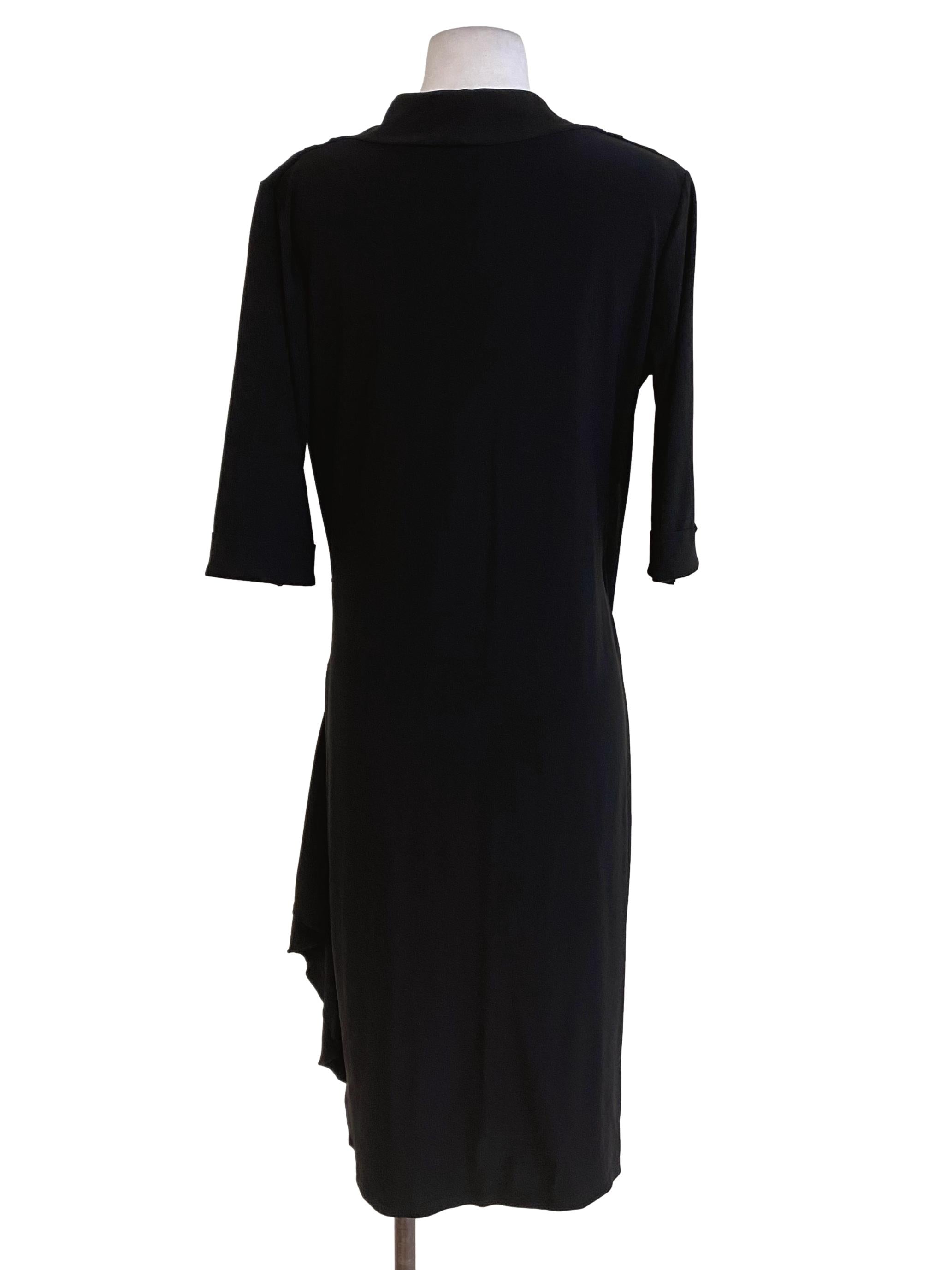 Black V Neck Wrap Dress