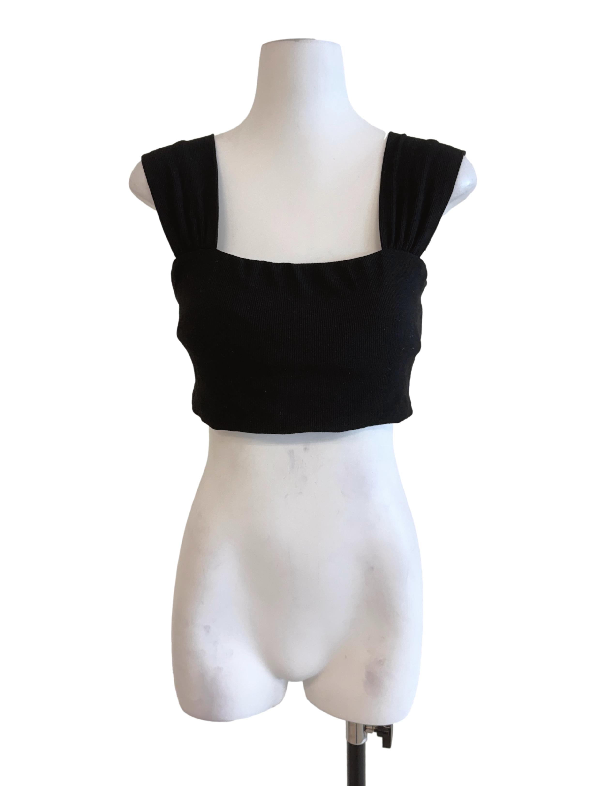 Black Knit Crop Top