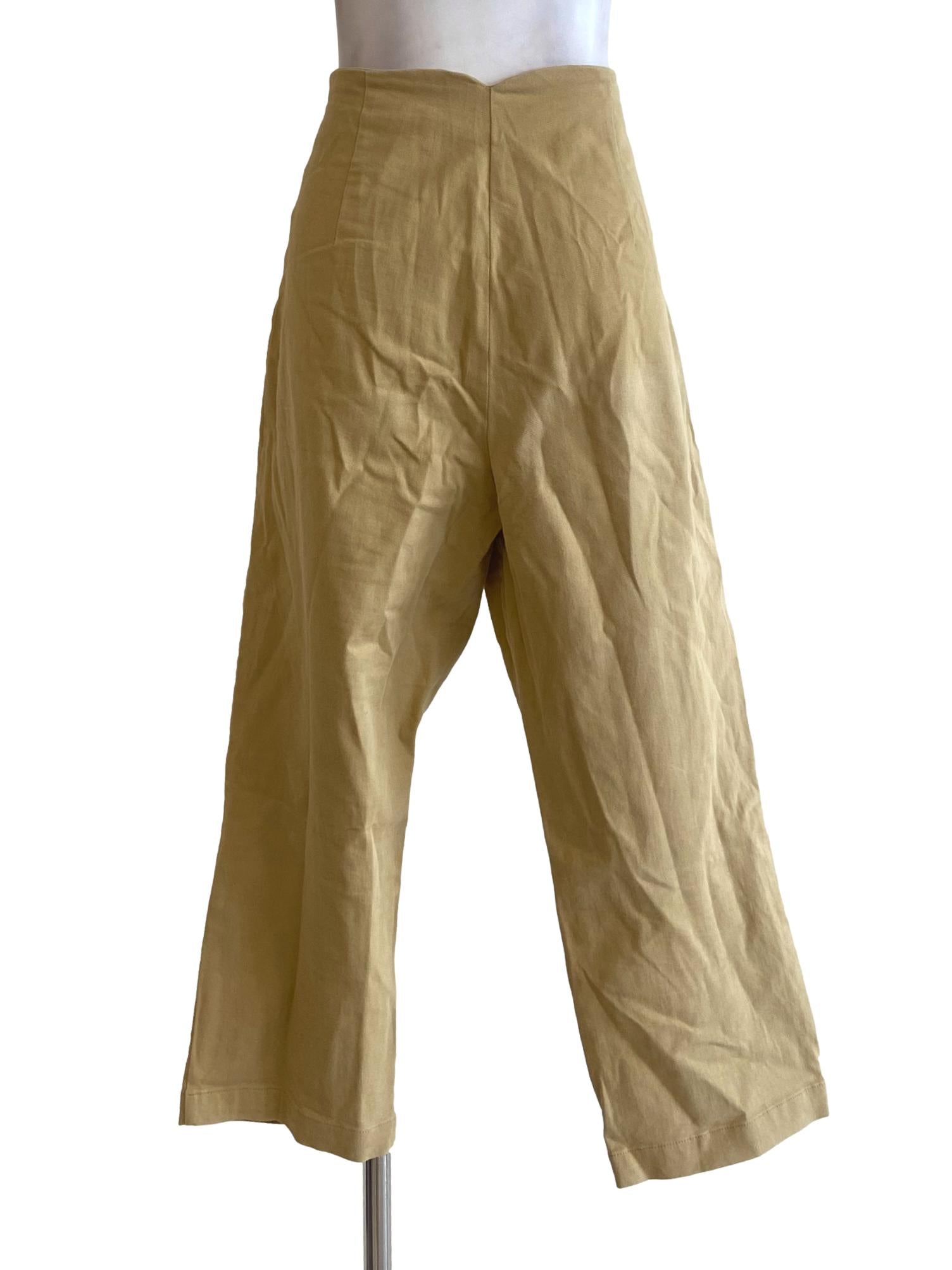 Yellow High Waist Herringbone Jeans Pants