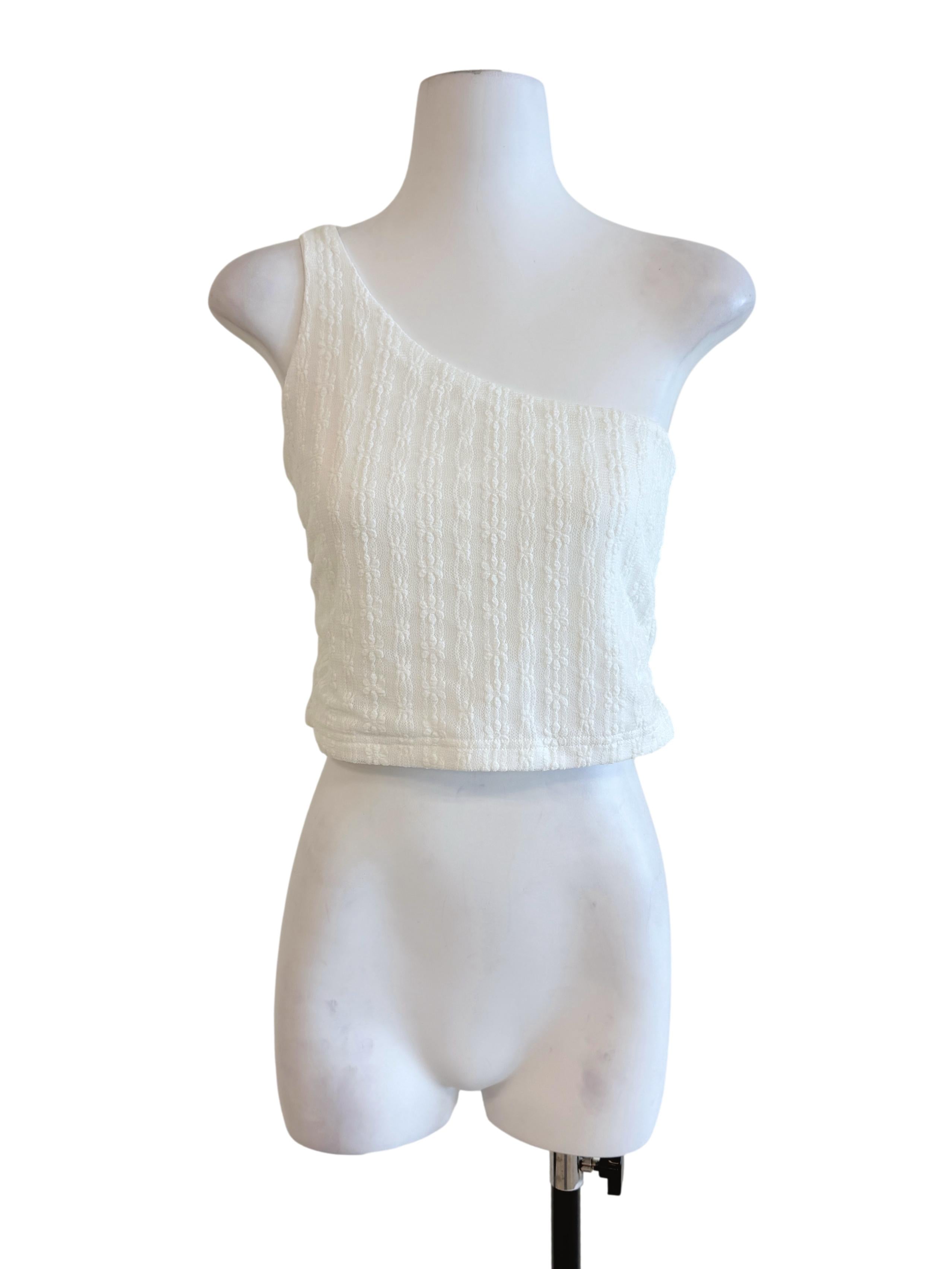 White Asymmetrical Crop Top