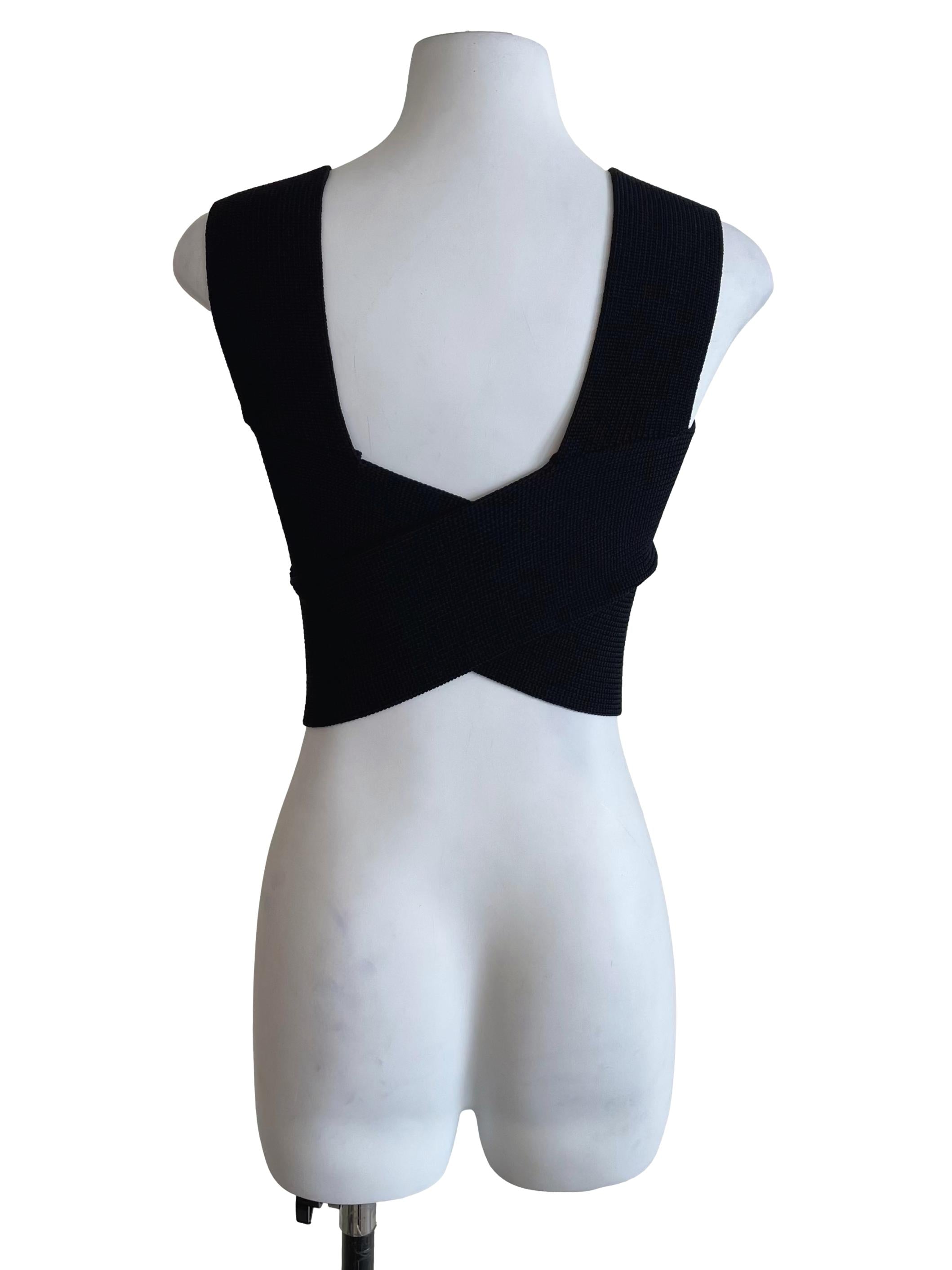 Black Crossed Back Knit Top LB