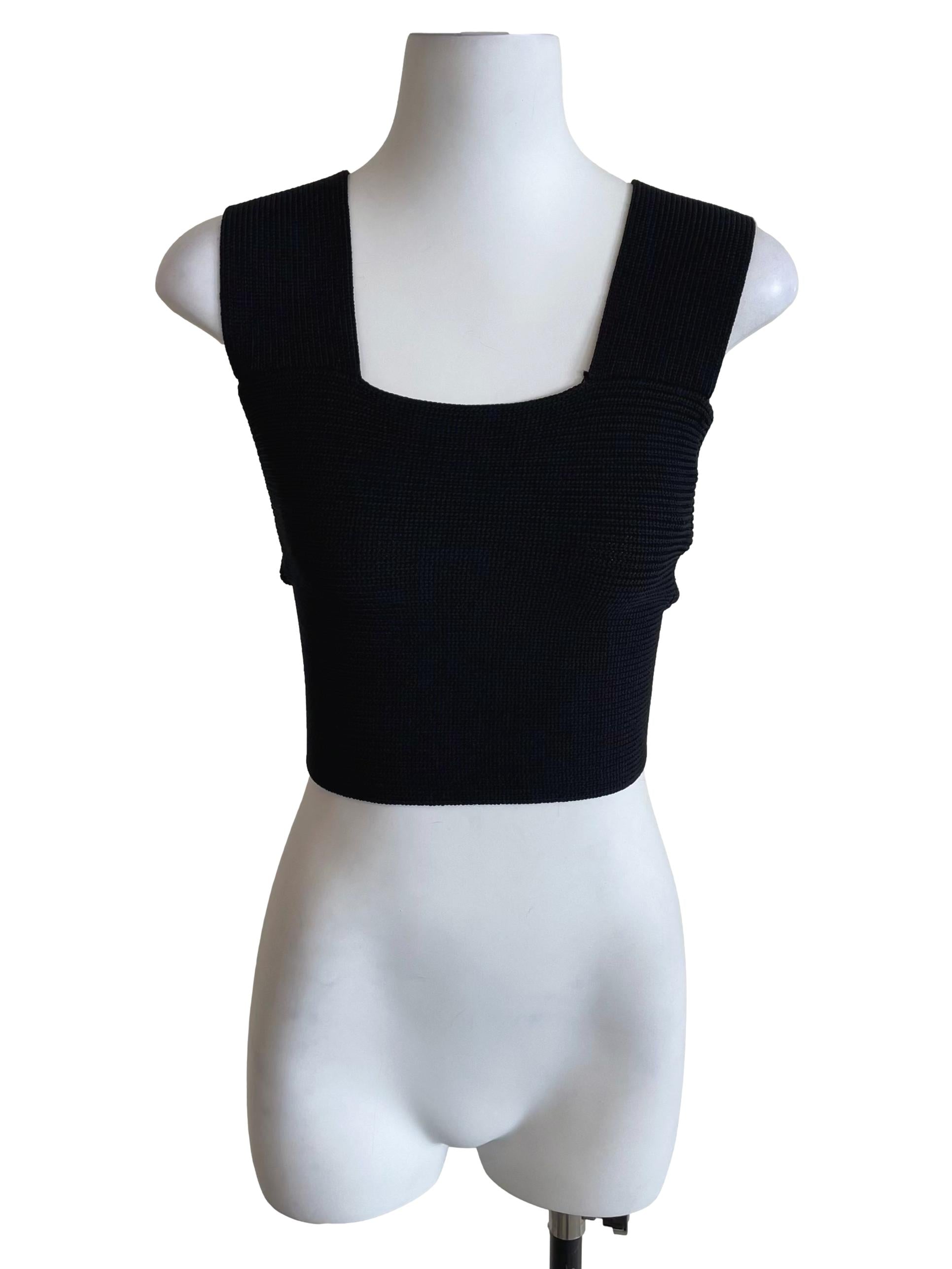 Black Crossed Back Knit Top LB