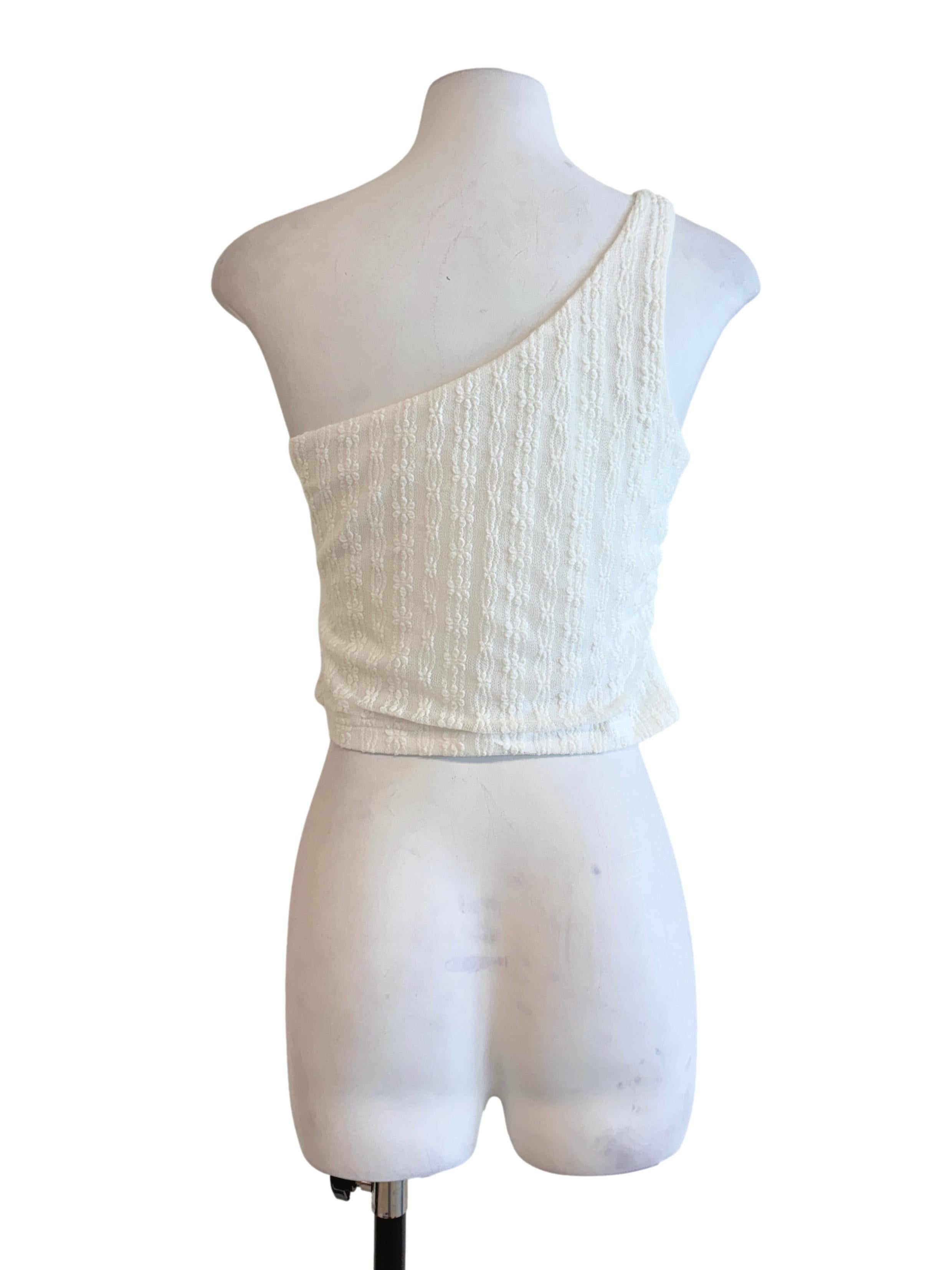 White Asymmetrical Crop Top