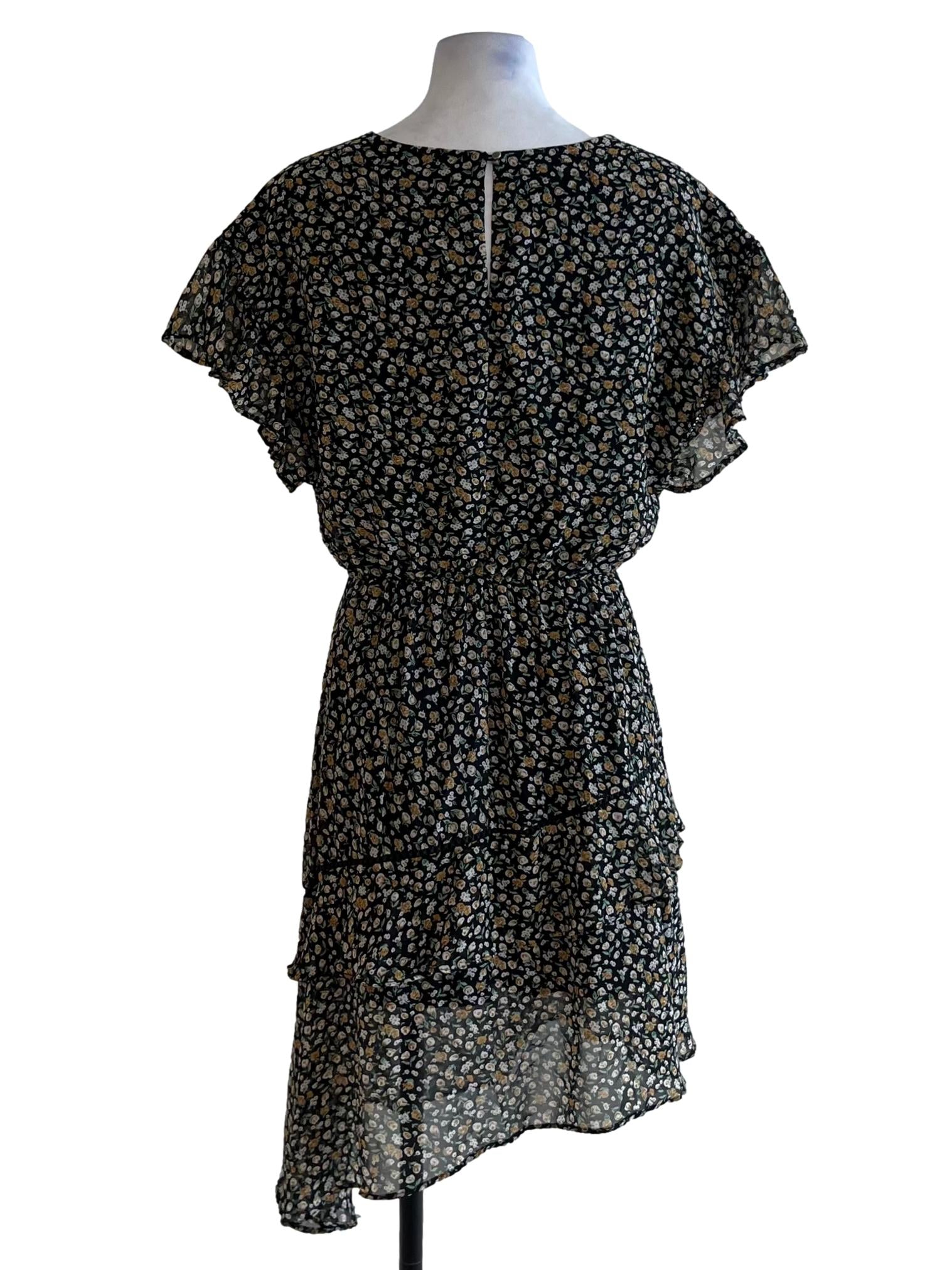 Black Floral Empire Dress