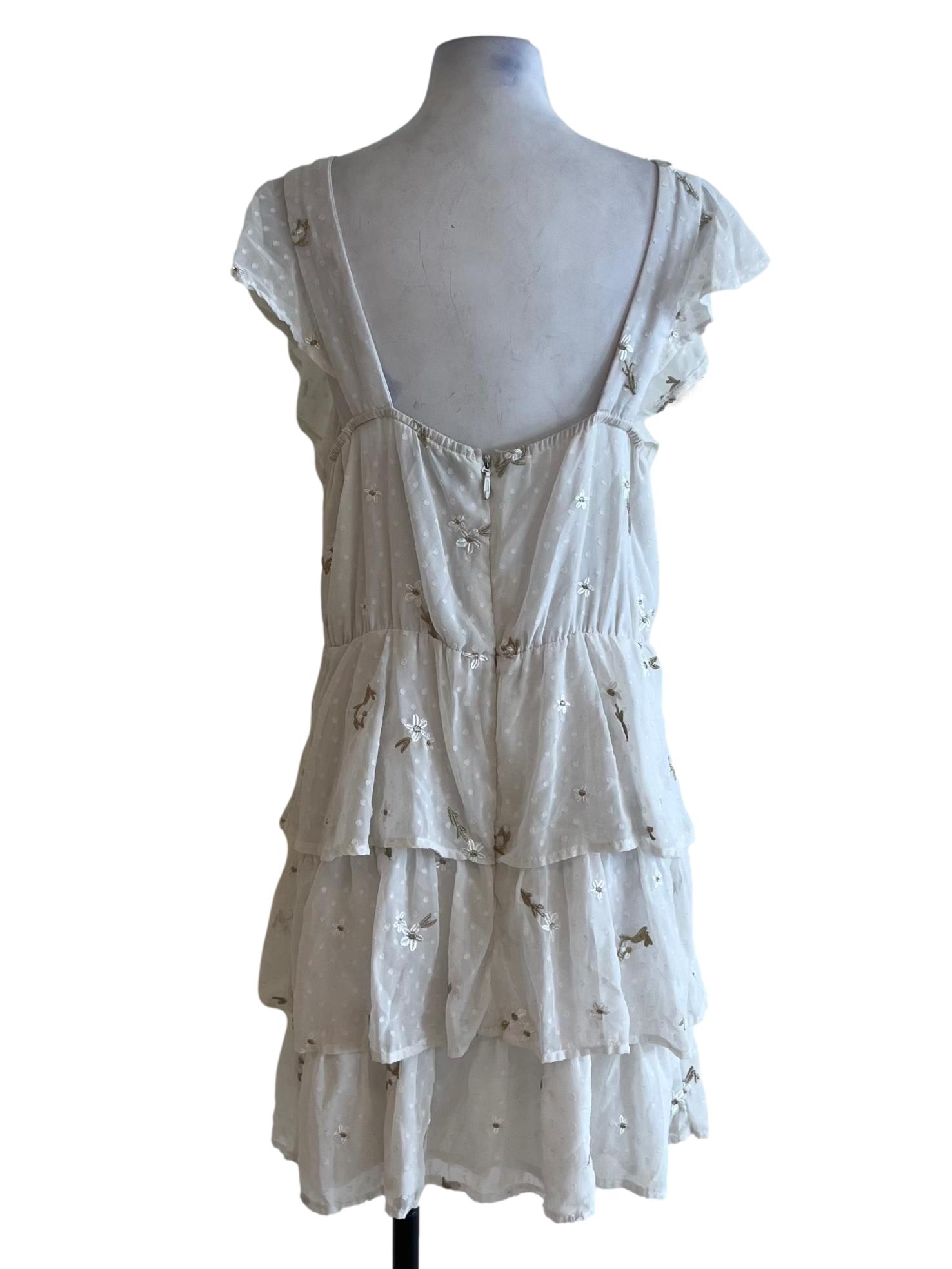 White Square Neckline A-Line Dress