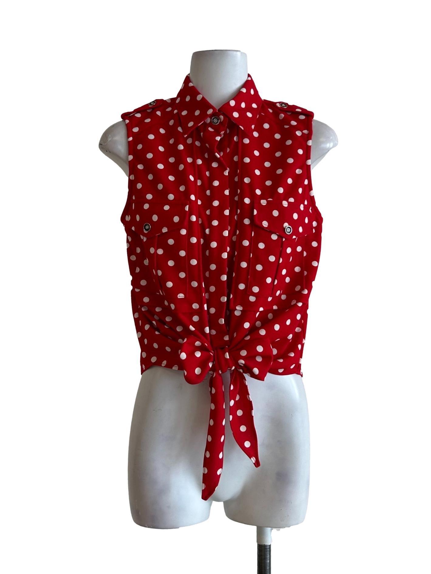 Bright Red Polka Dot Shirt