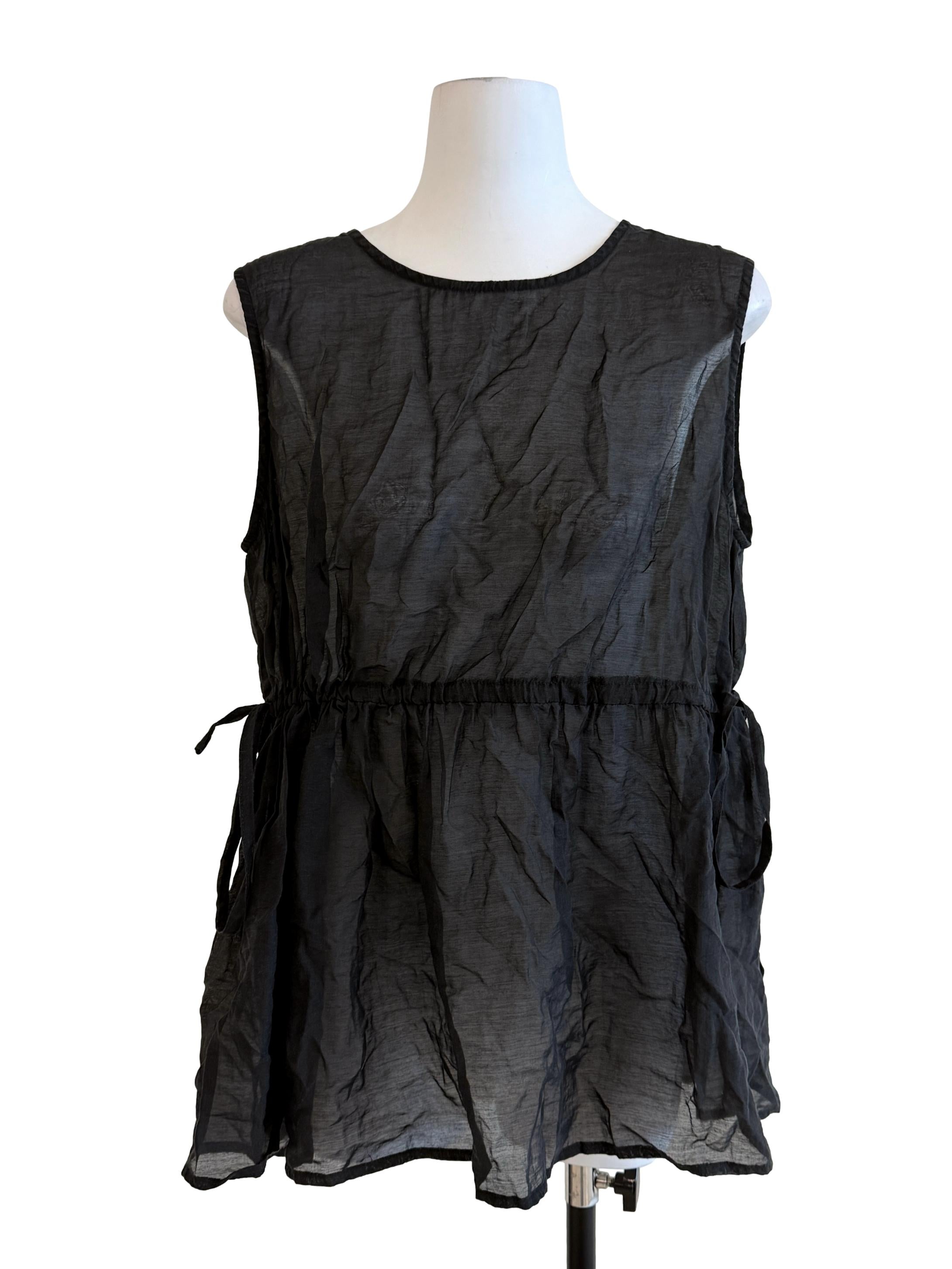 Black Sheer Peplum Top