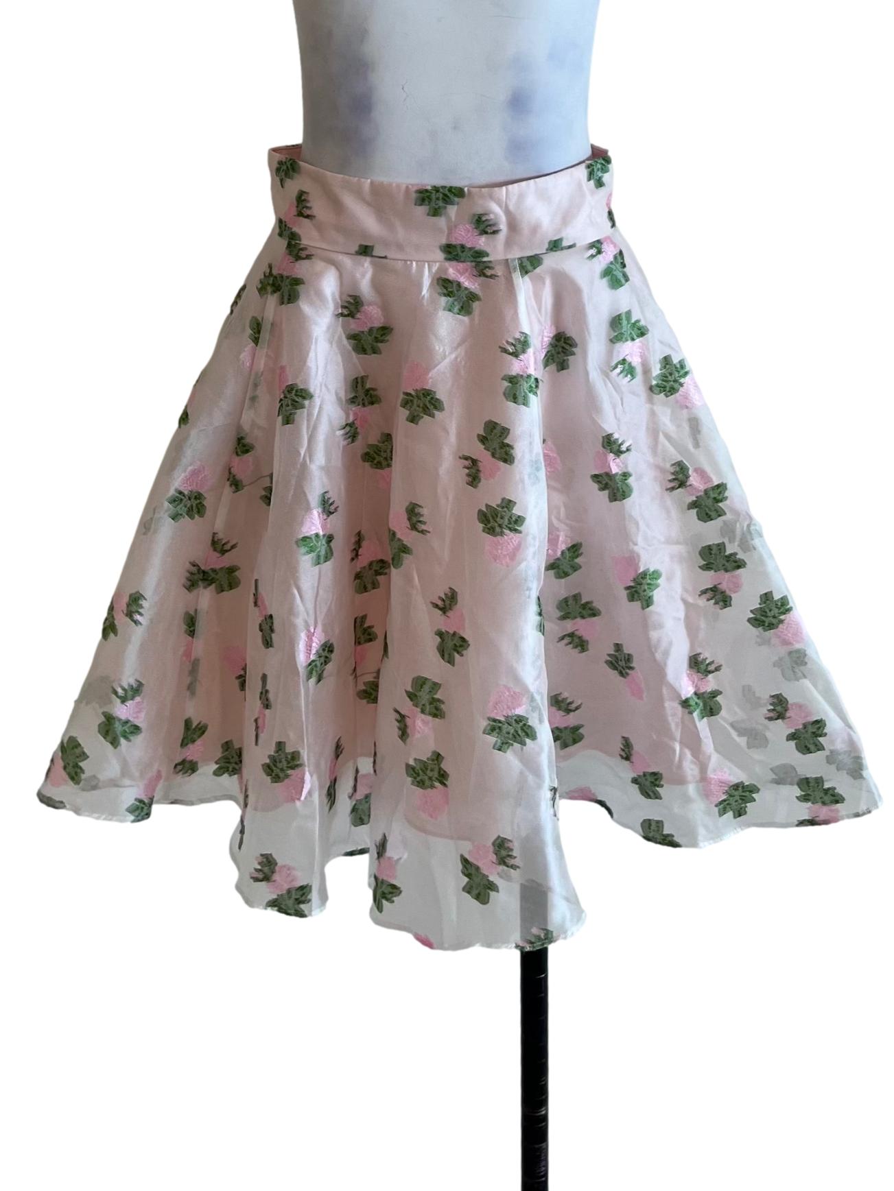 Blush Pink Floral A-Line Skirt