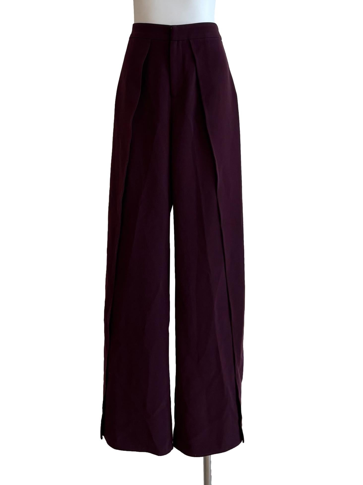 Plum Long Side Slit Pants