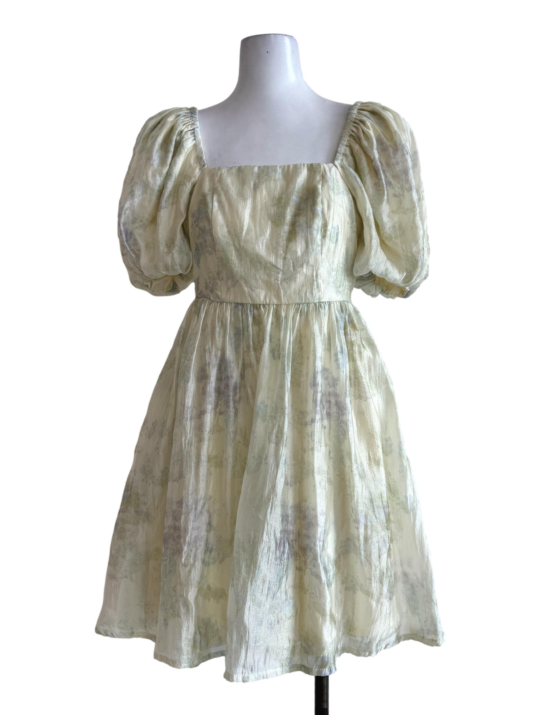 Soft Mariposa Yellow Balloon Sleeve Dress