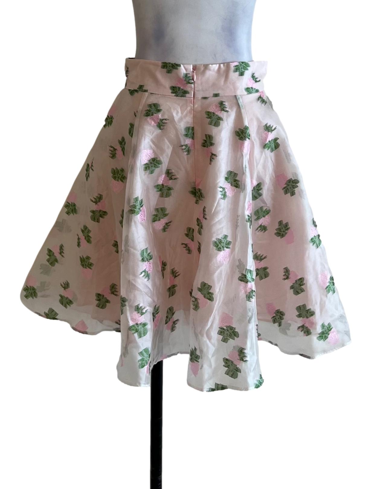 Blush Pink Floral A-Line Skirt