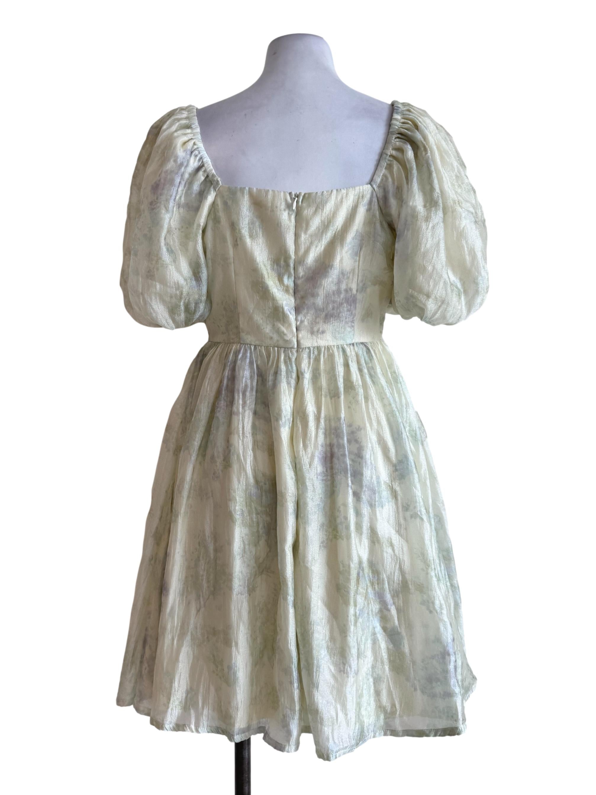 Soft Mariposa Yellow Balloon Sleeve Dress