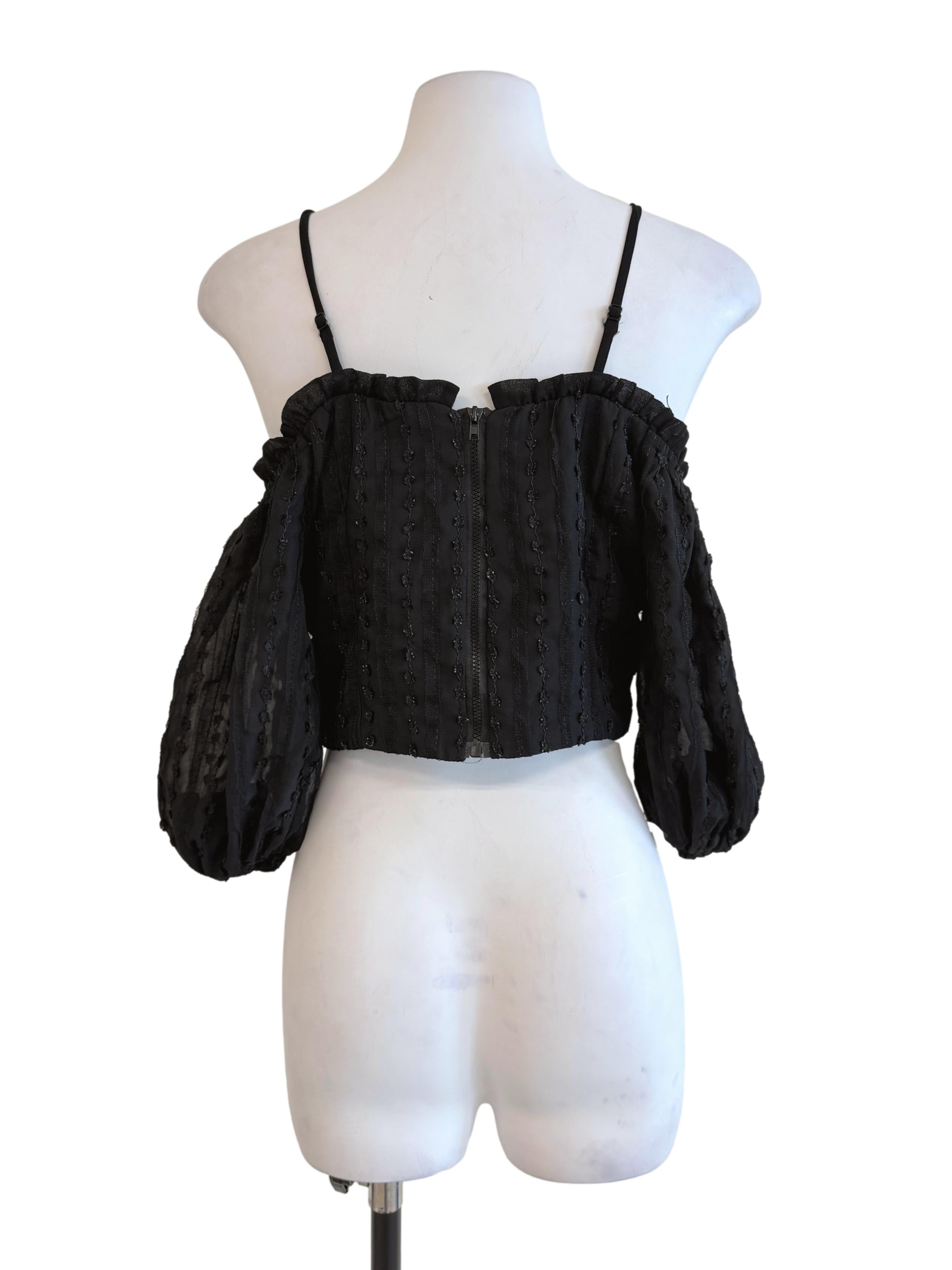 Black Off-Shoulder Crop Top