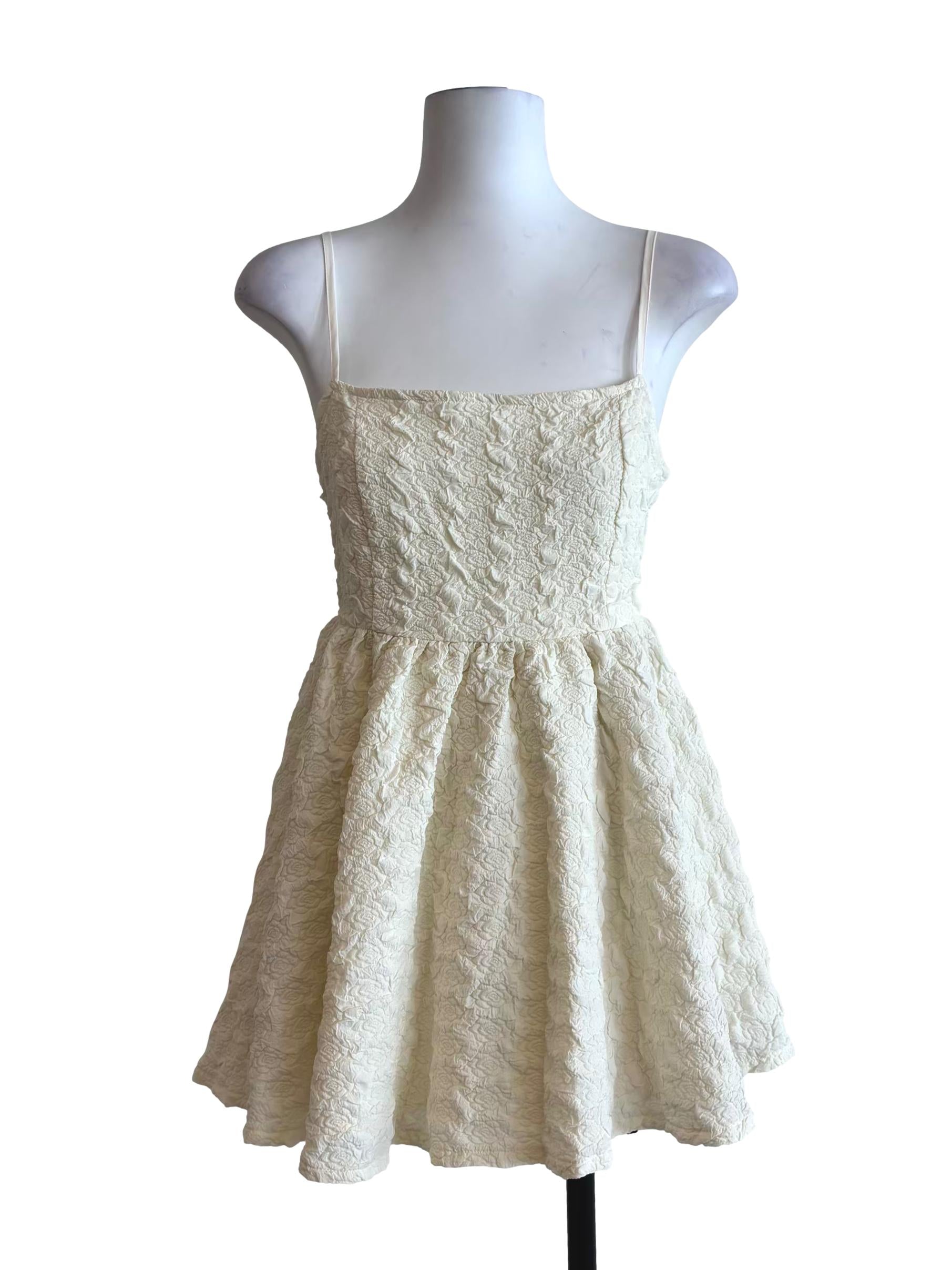 Cream White Mini Popcorn Dress