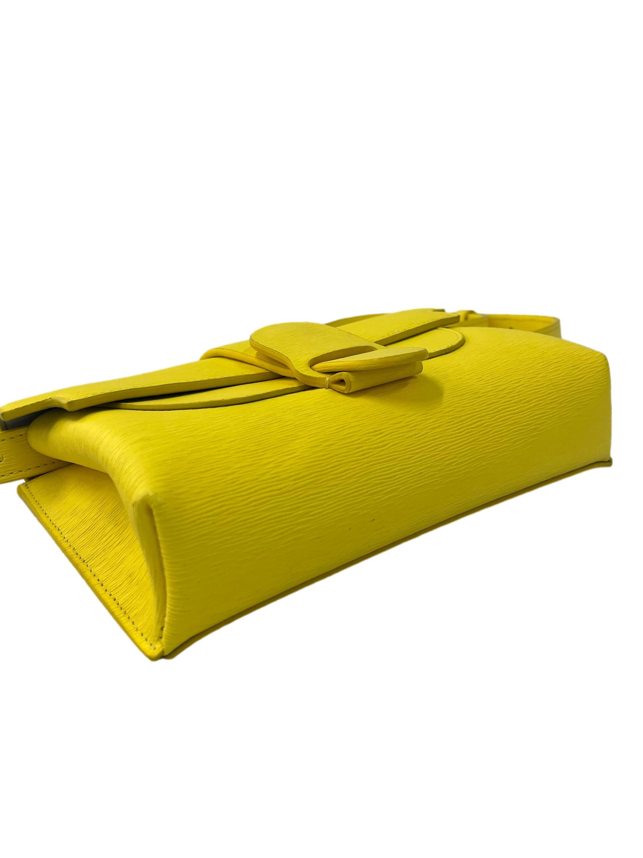 Bright Yellow Textured Crossbody Bag With Adjustable Strap