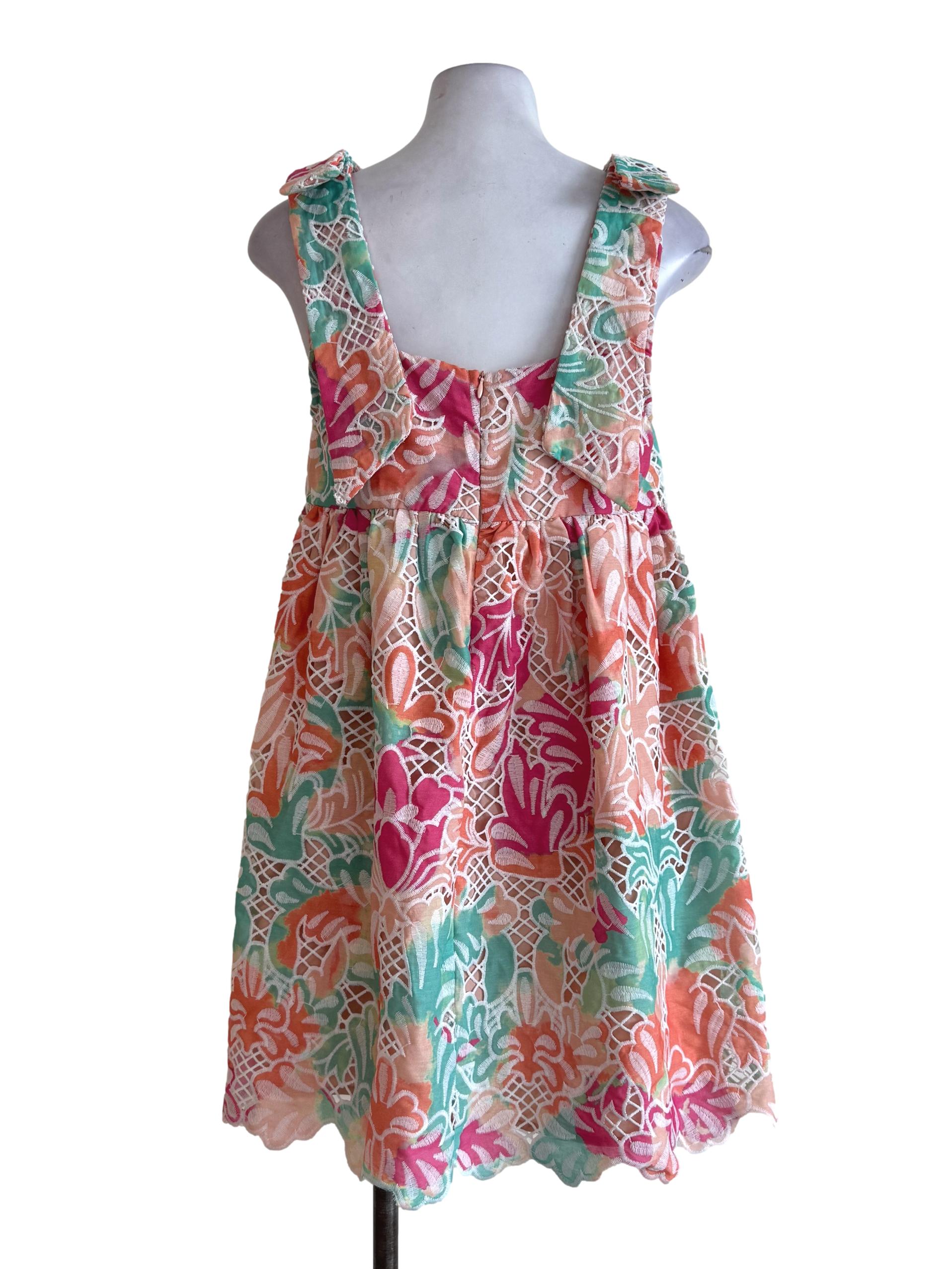 Multi-Color Embroidery Empire Dress