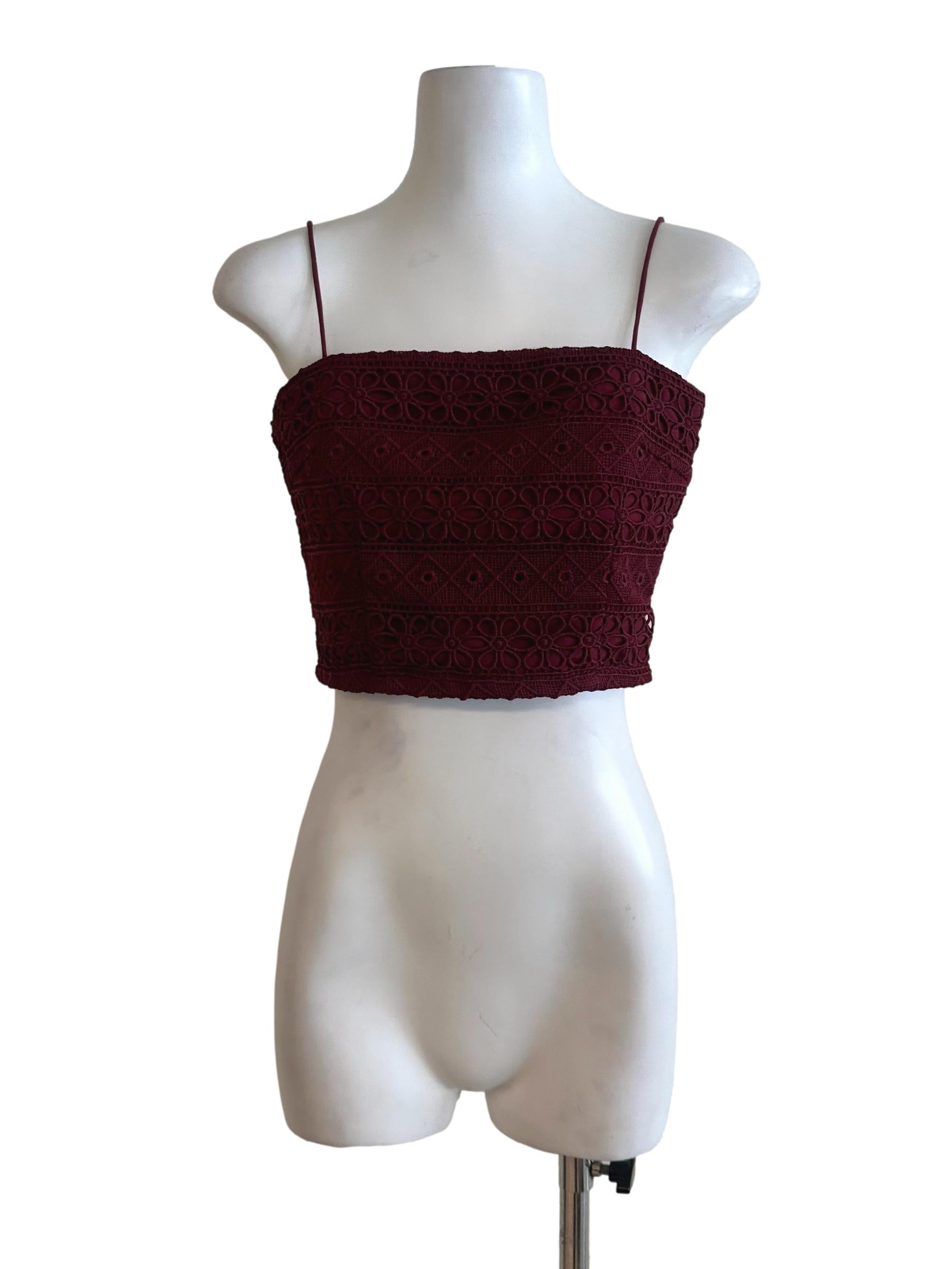 Maroon Red Lace Top